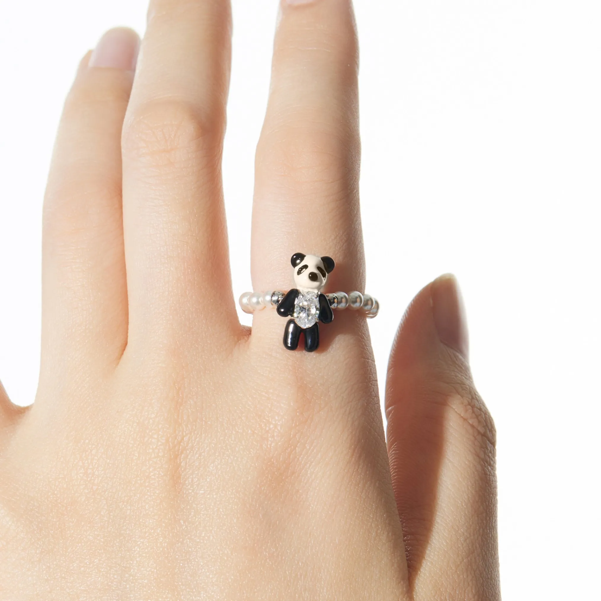 Paradise / Mini Panda Enamel Pearl Ring