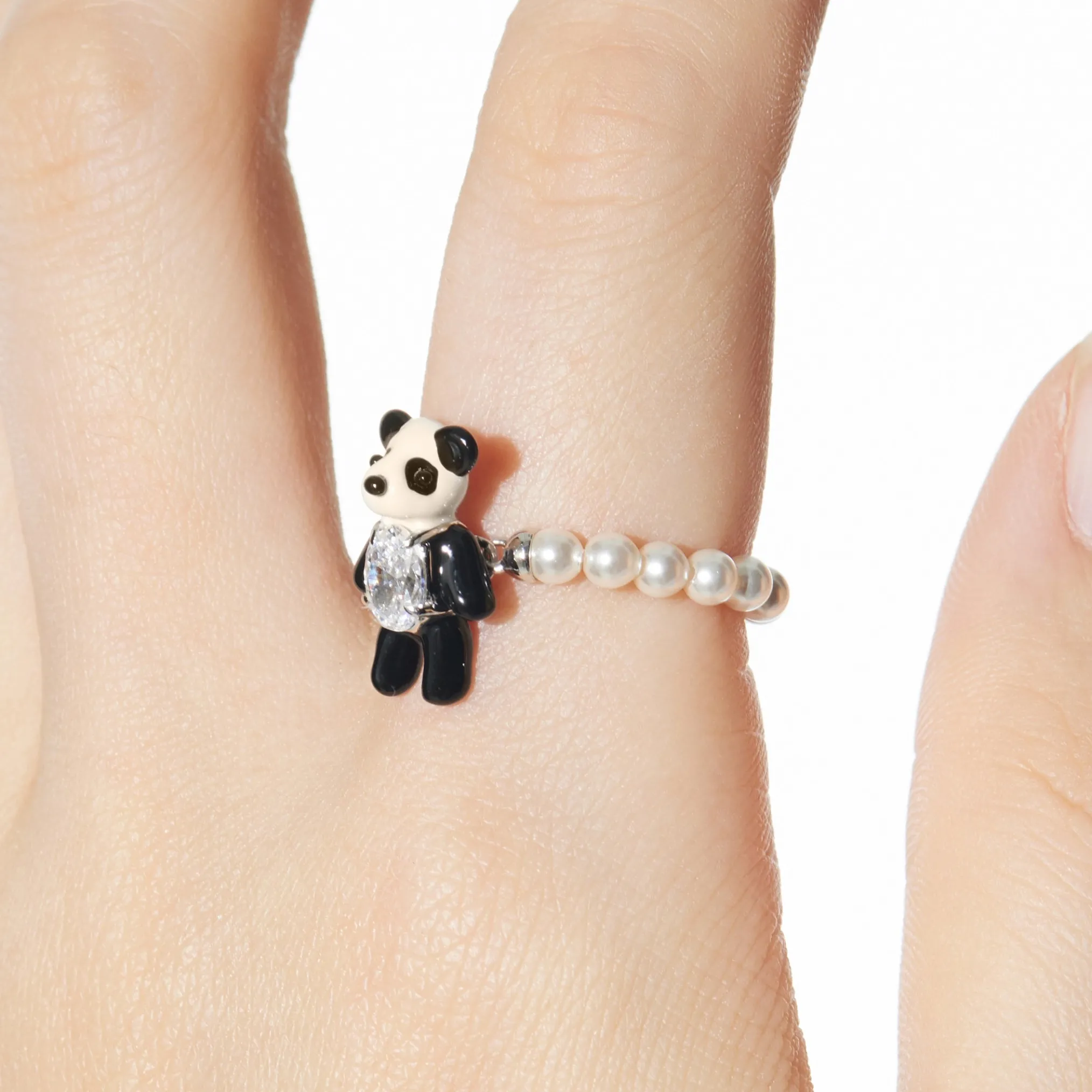Paradise / Mini Panda Enamel Pearl Ring