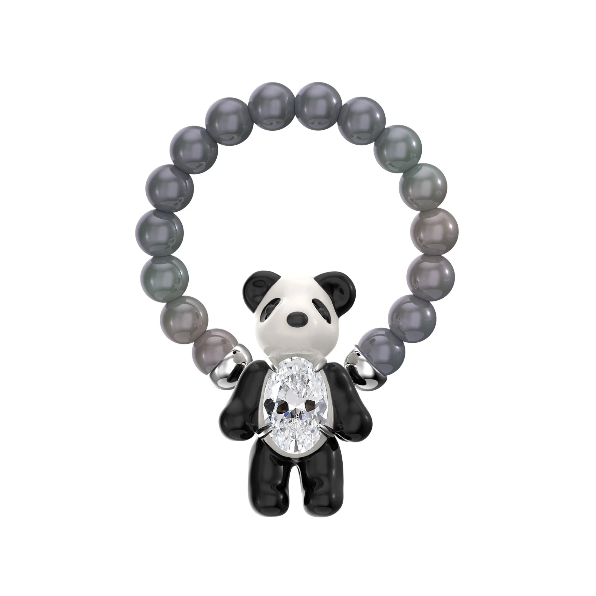 Paradise / Mini Panda Enamel Pearl Ring
