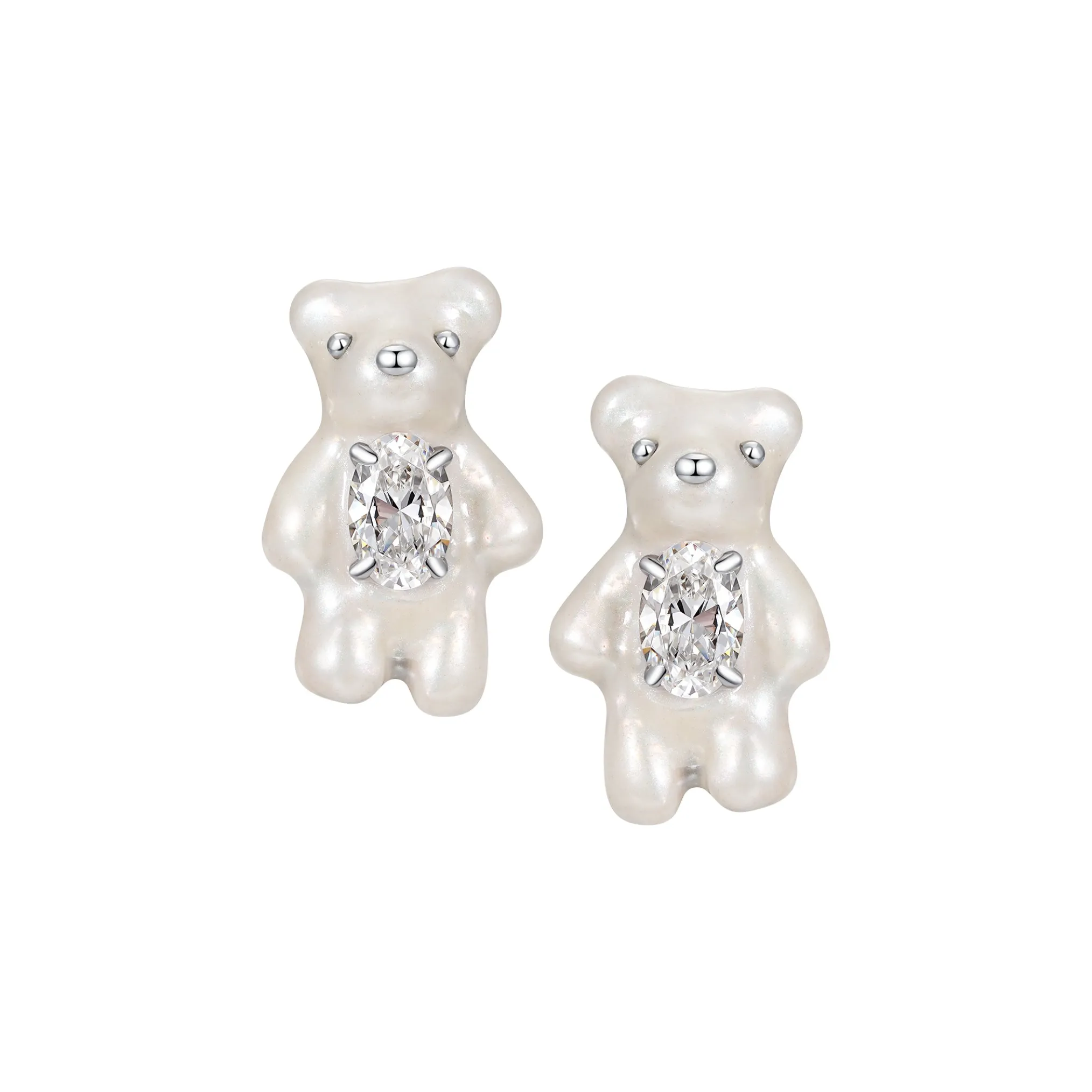 Paradise / Mini Pearlescent Bear Earrings