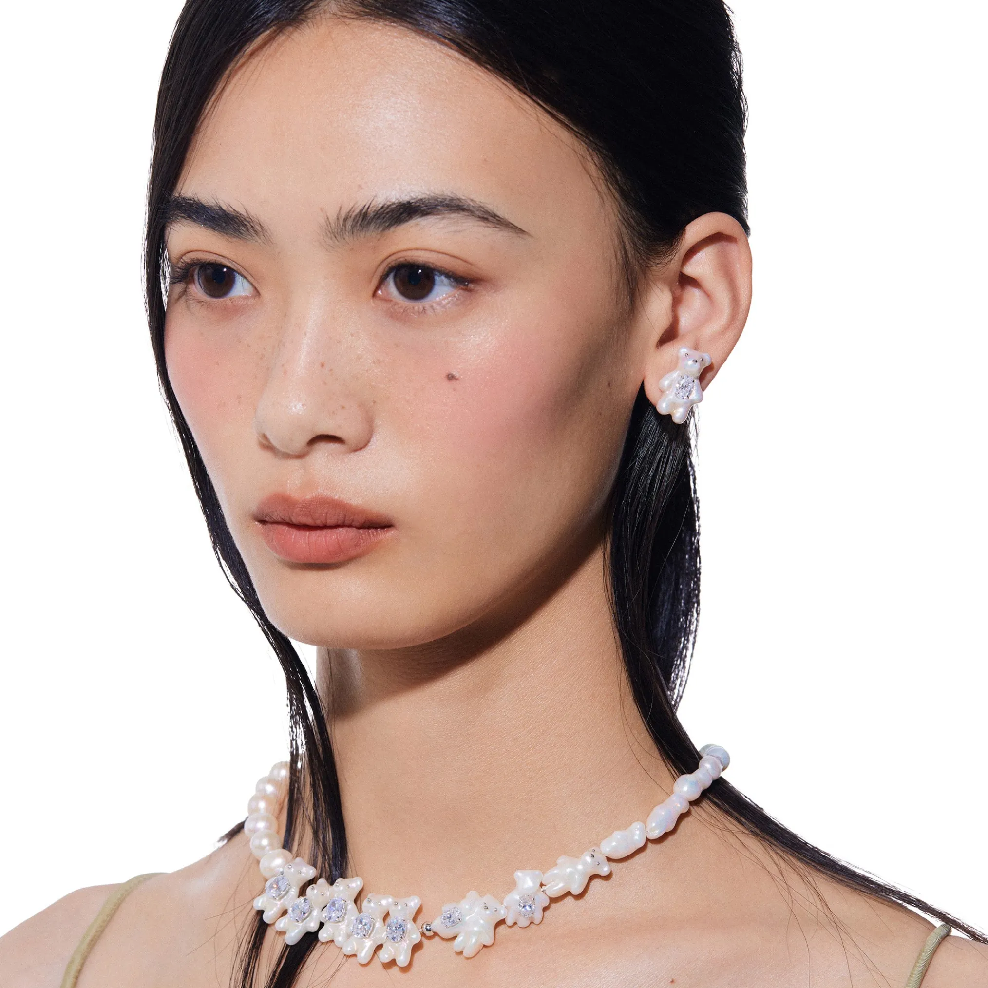 Paradise / Mini Pearlescent Bear Earrings