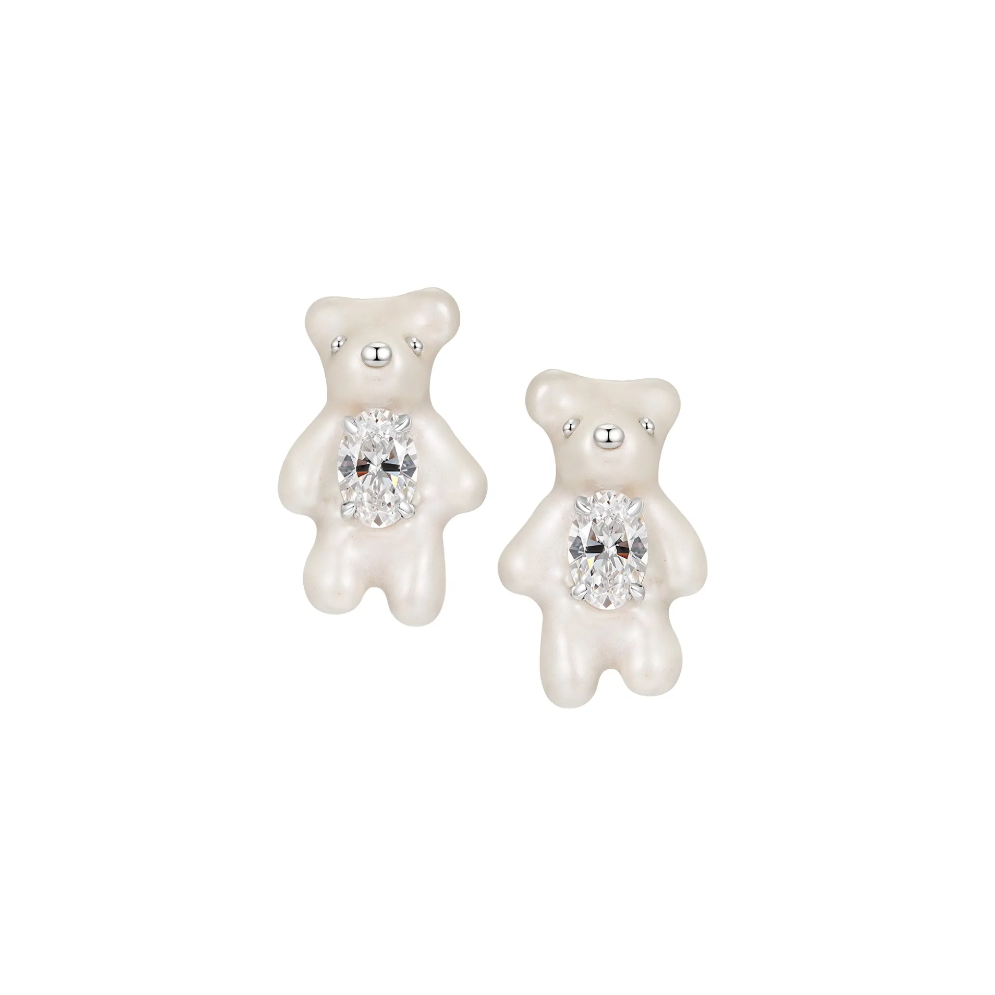 Paradise / Mini Pearlescent Bear Earrings