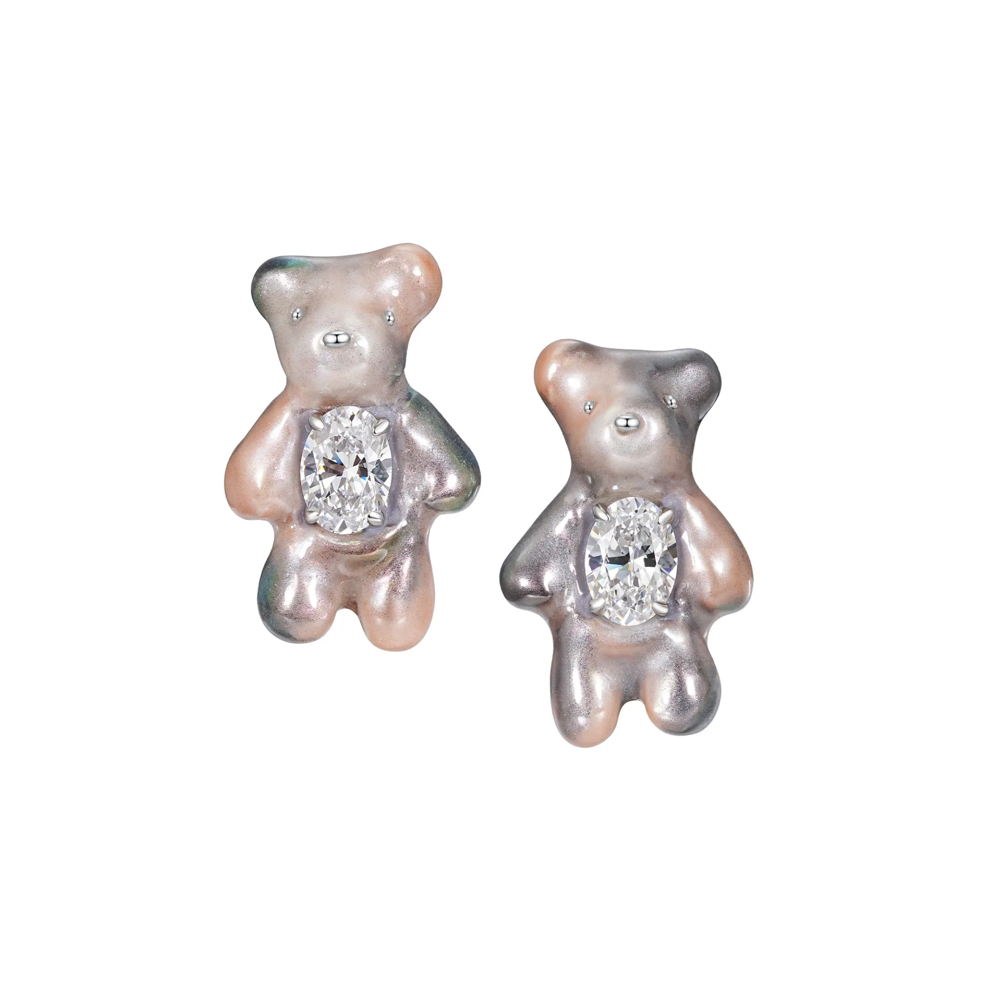 Paradise / Mini Pearlescent Bear Earrings