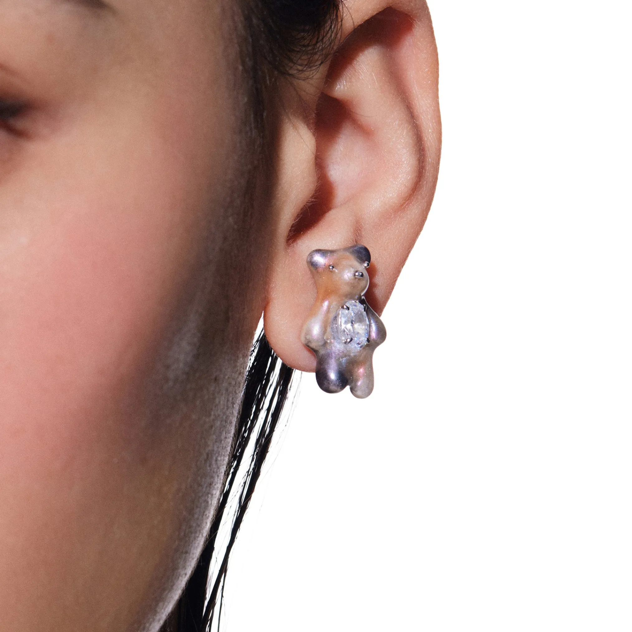 Paradise / Mini Pearlescent Bear Earrings