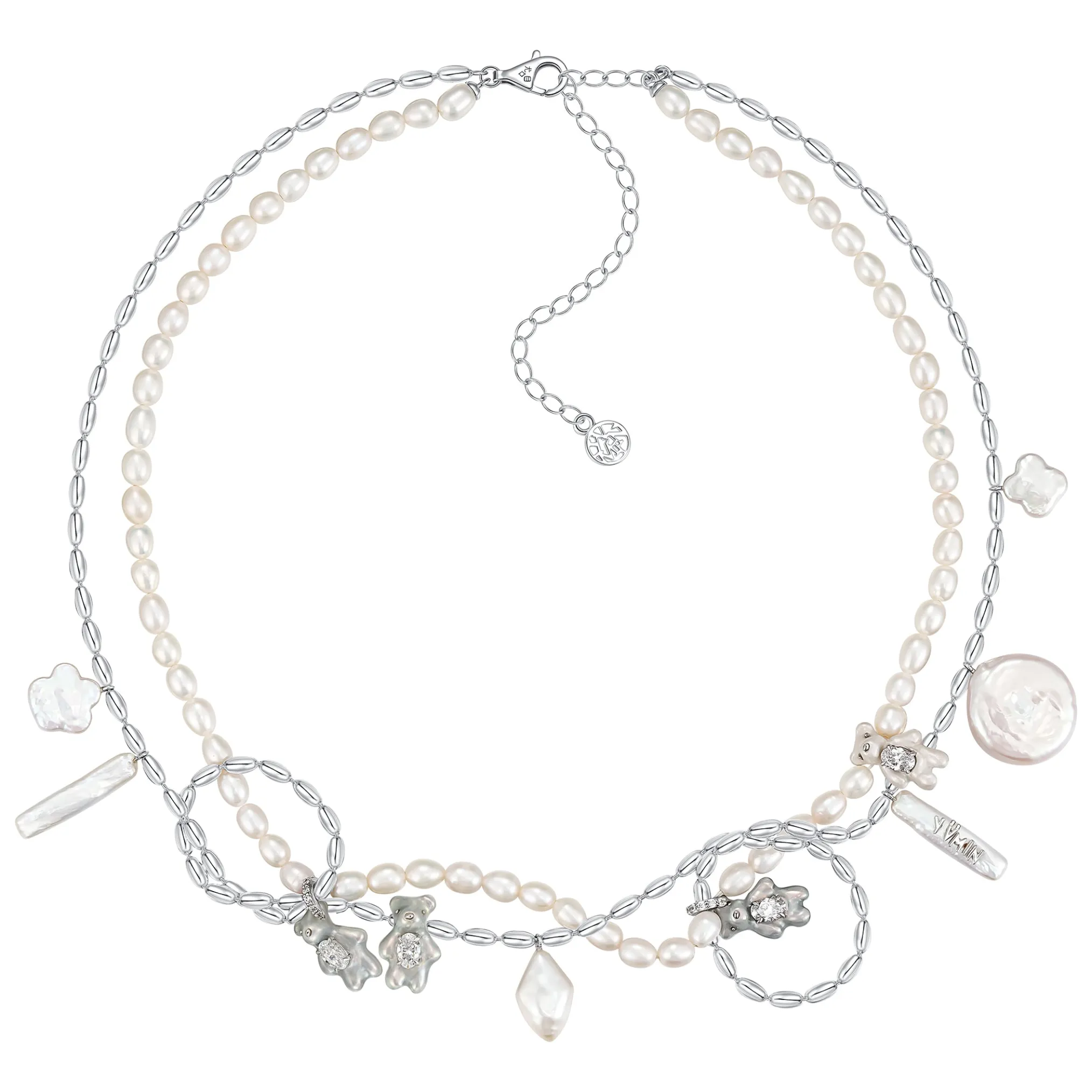 Paradise / Mini Pearlescent Bear Layers Necklace