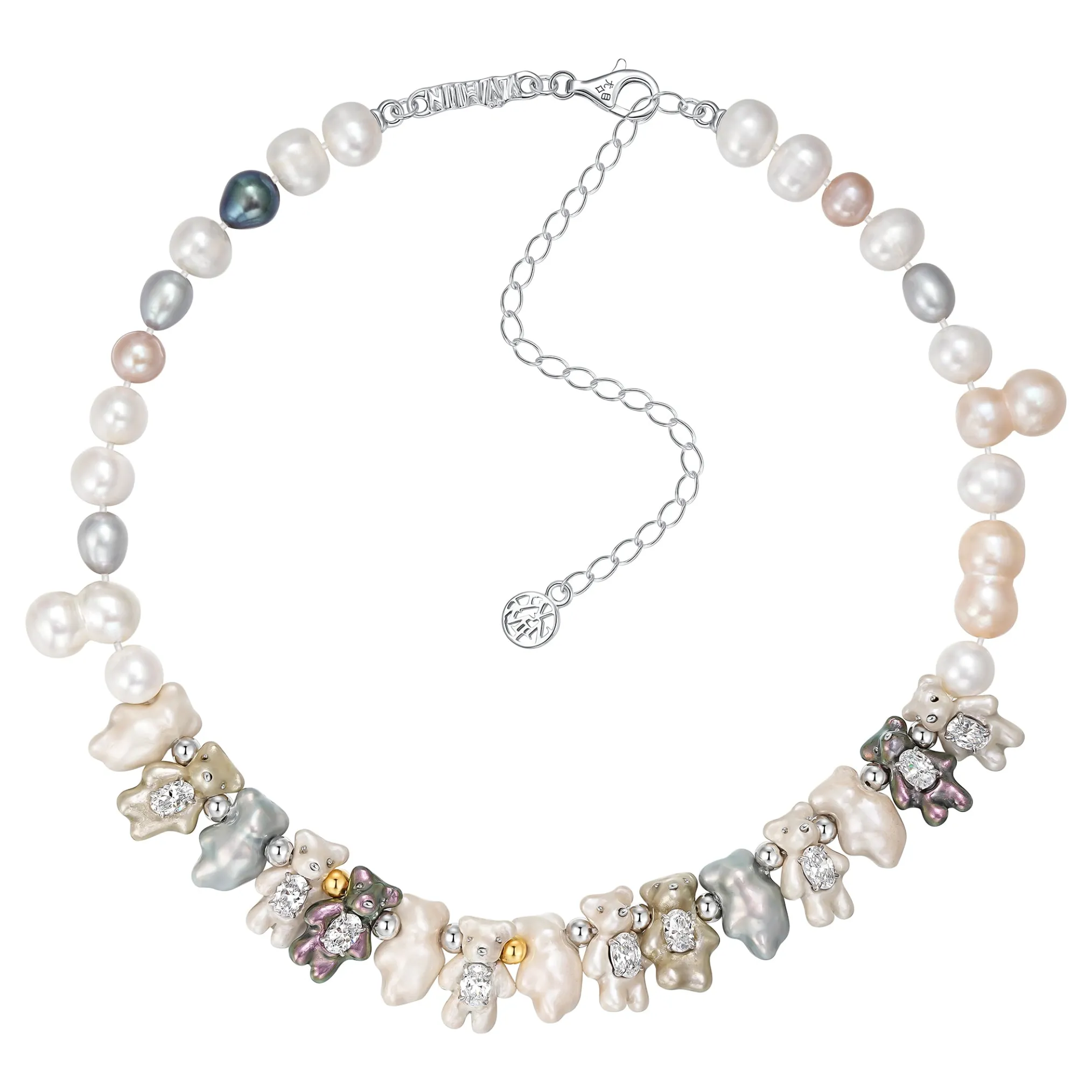 Paradise / Mini Pearlescent Bear Pearl Necklace