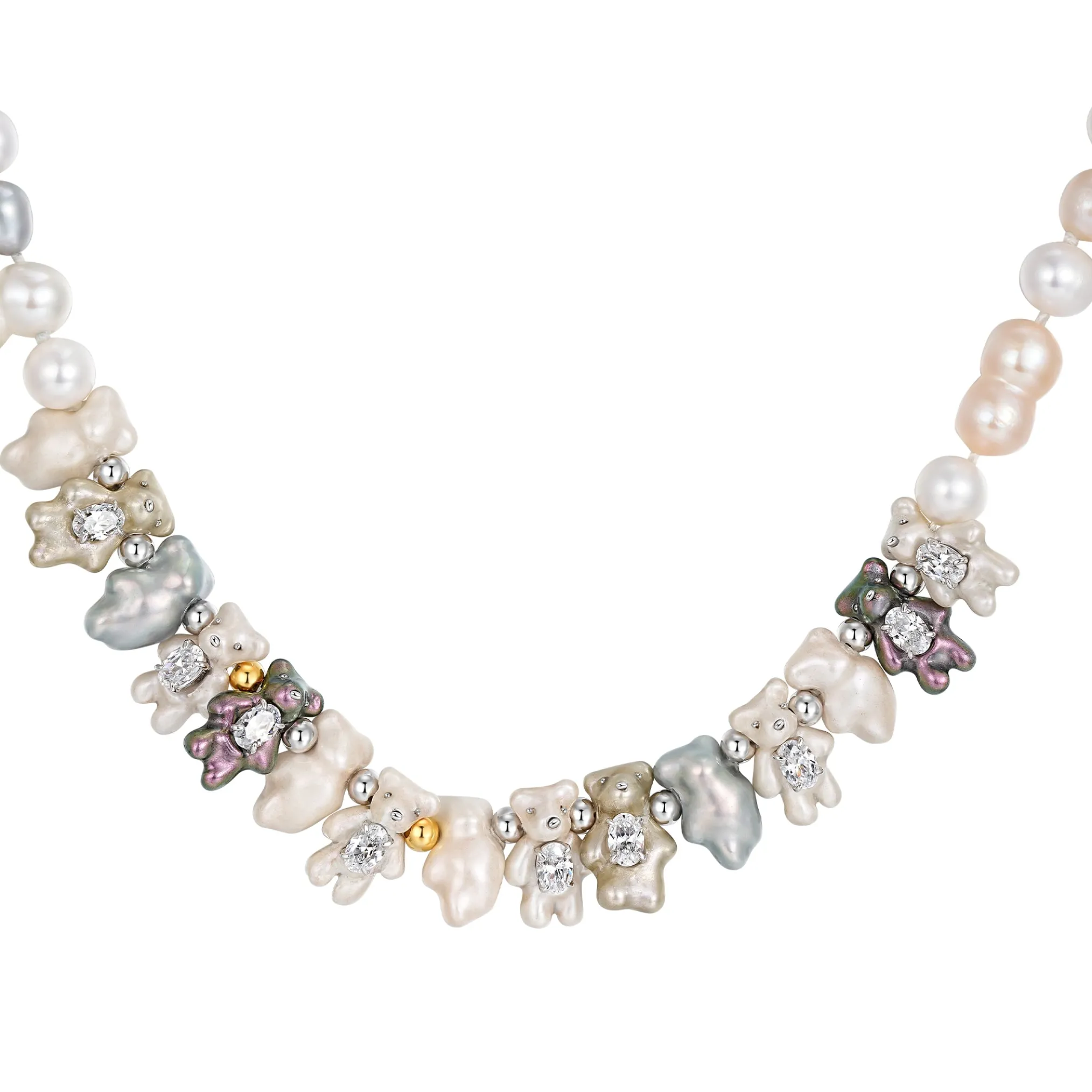 Paradise / Mini Pearlescent Bear Pearl Necklace