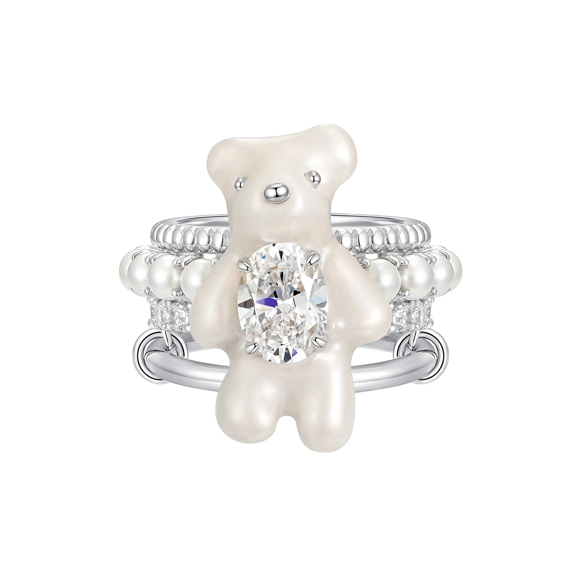 Paradise / Mini Pearlescent Bear Layers Ring