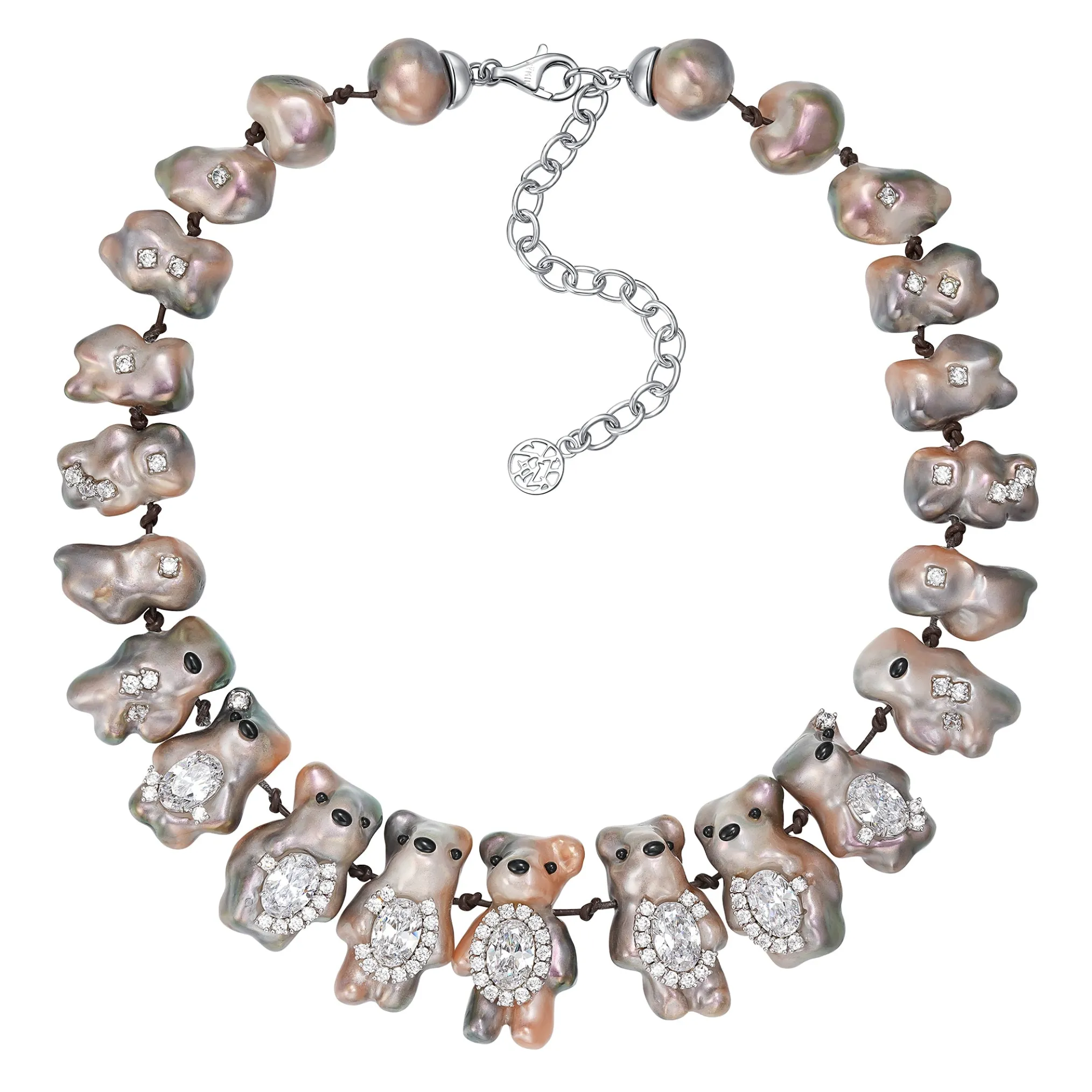 Paradise / Multi-Colored Mini Pearlescent Bear Pearl Necklace