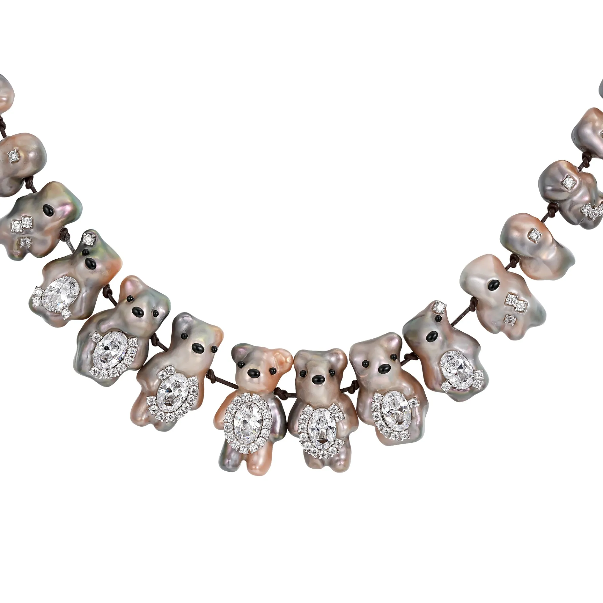 Paradise / Multi-Colored Mini Pearlescent Bear Pearl Necklace