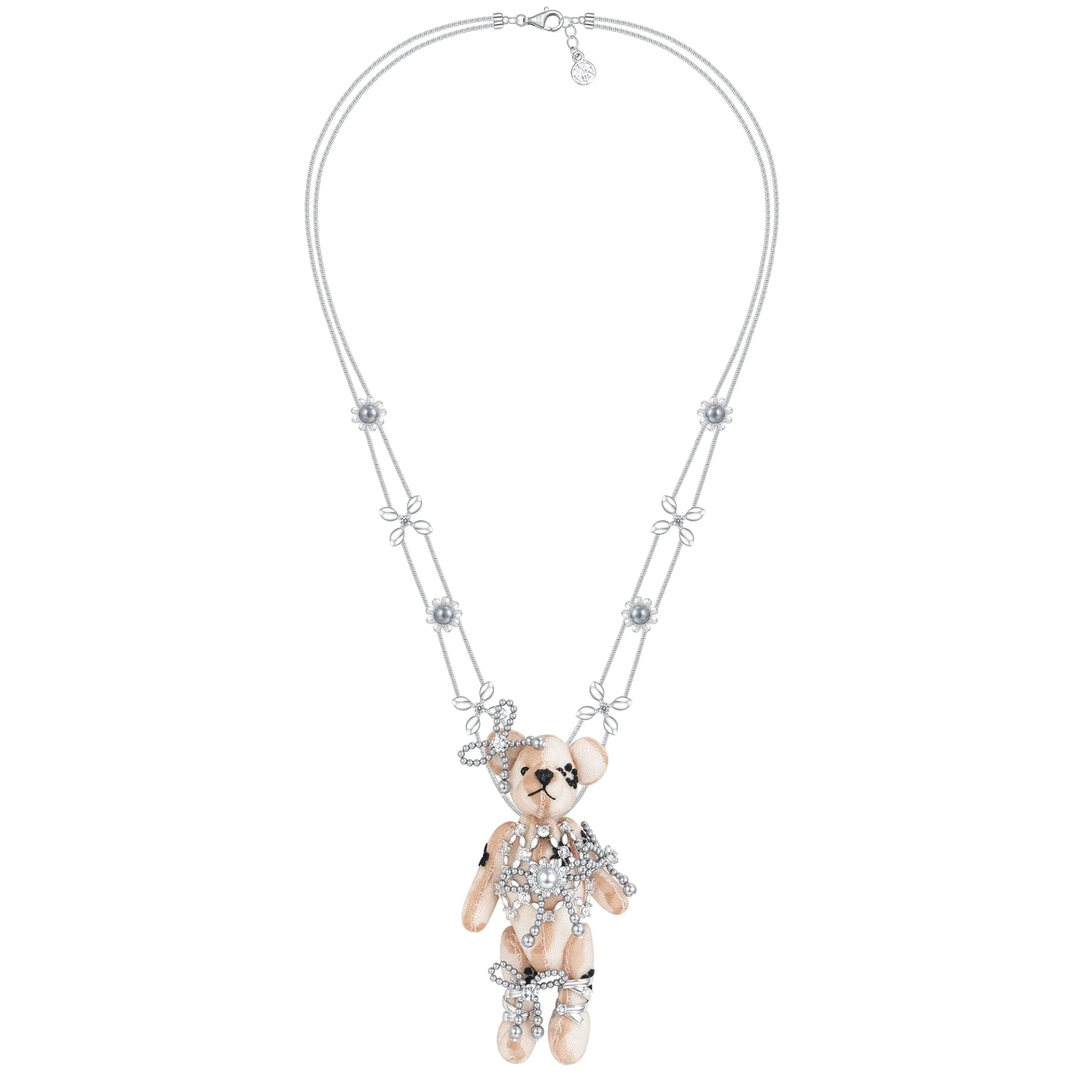 Paradise / Pearl Bowknot Bear Pendant Necklace