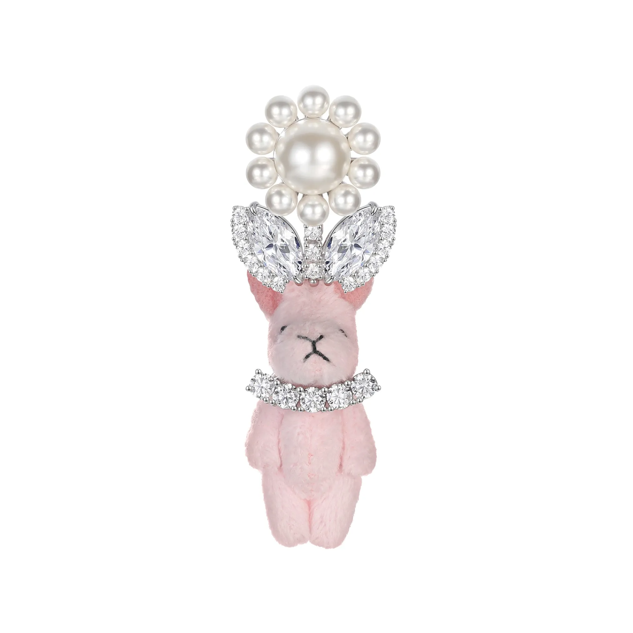 Paradise / Pearl Flower Plush Rabbit Earring