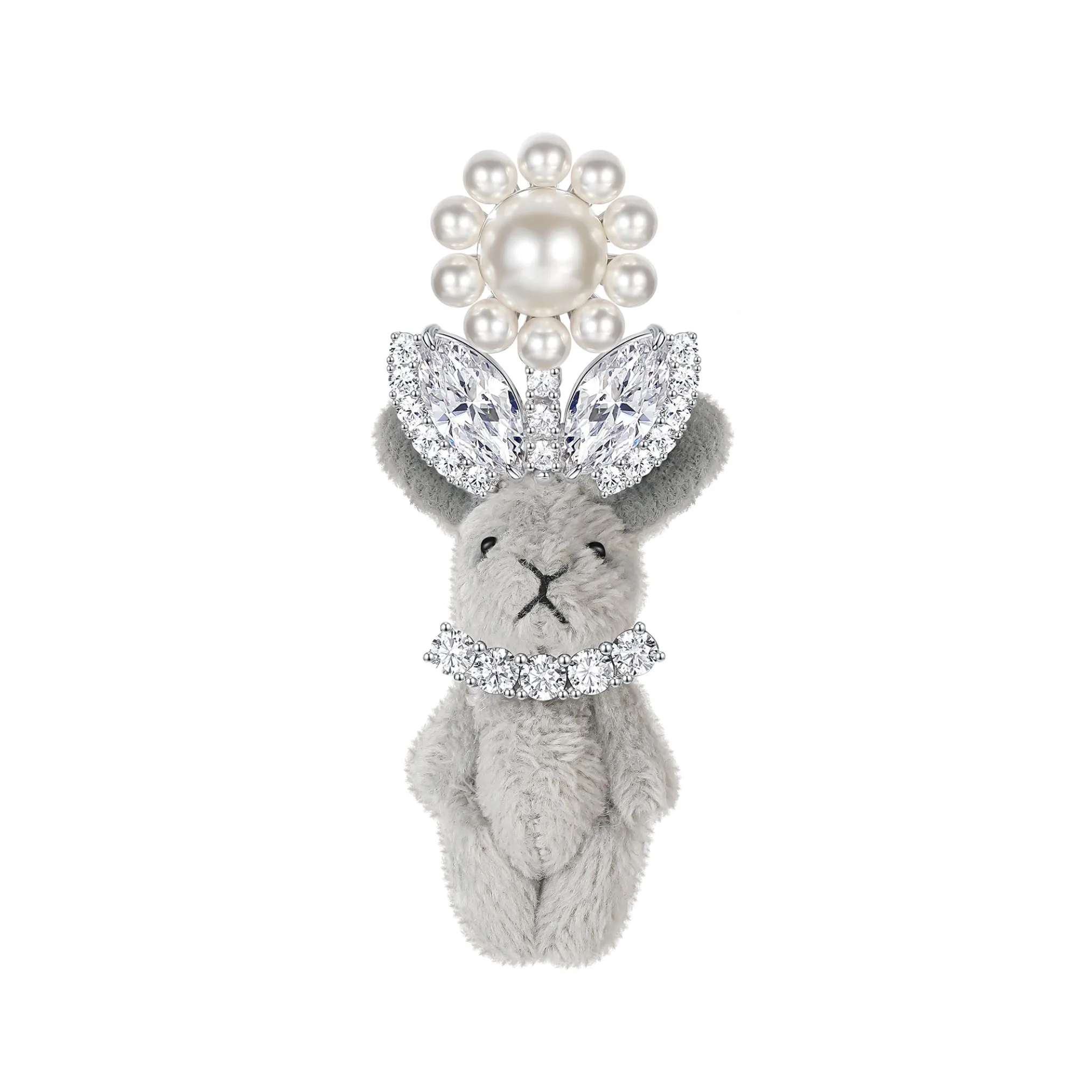 Paradise / Pearl Flower Plush Rabbit Earring