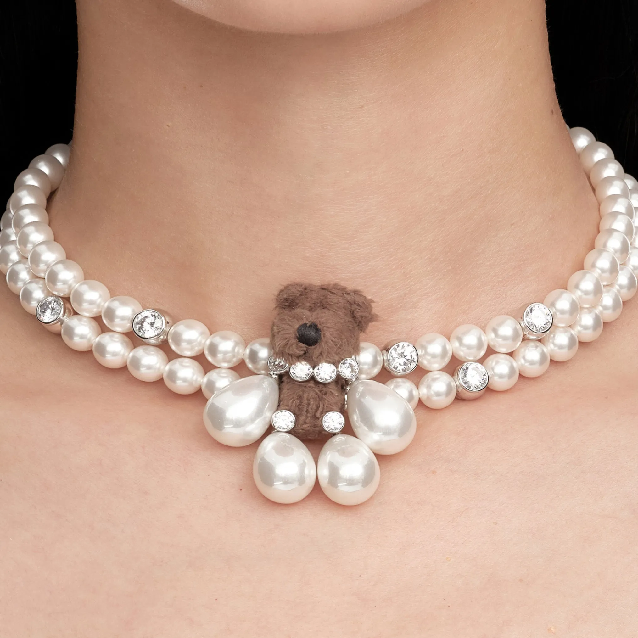 Paradise / Pearl Limbs Bear Double Layer Necklace