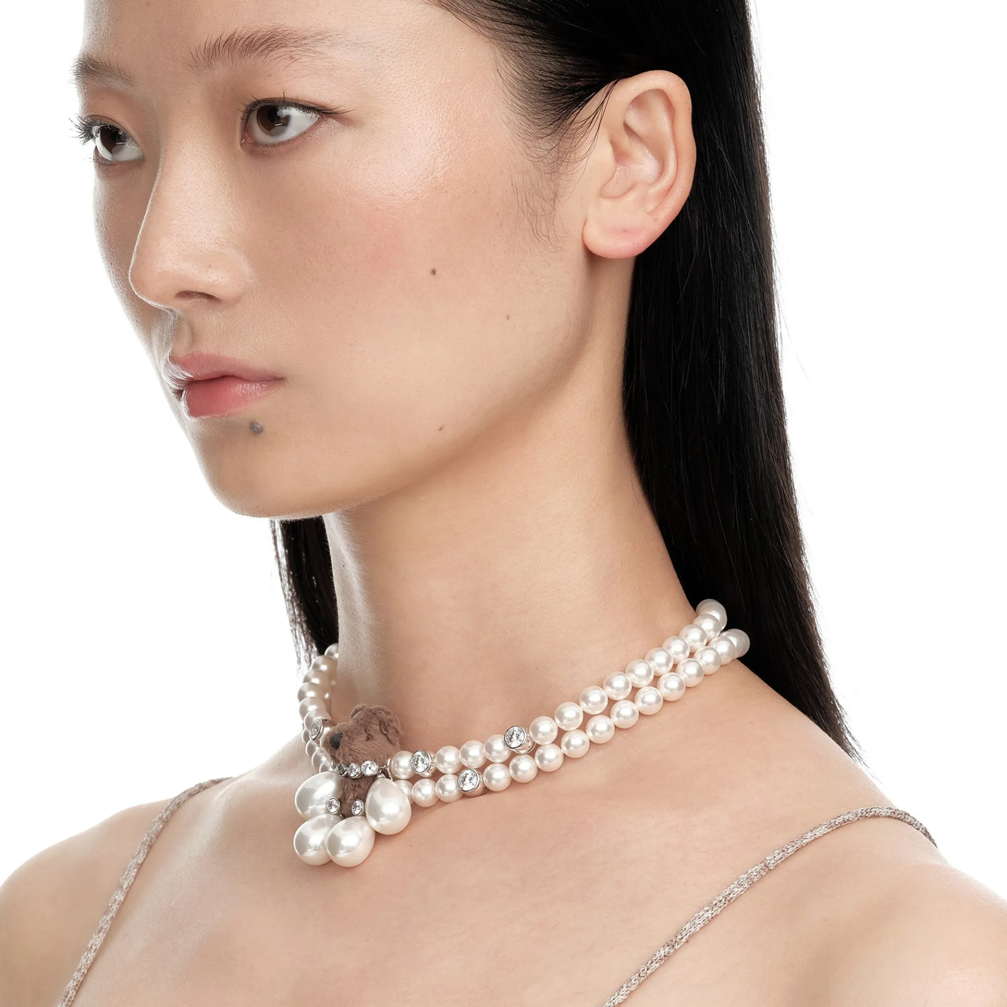 Paradise / Pearl Limbs Bear Double Layer Necklace