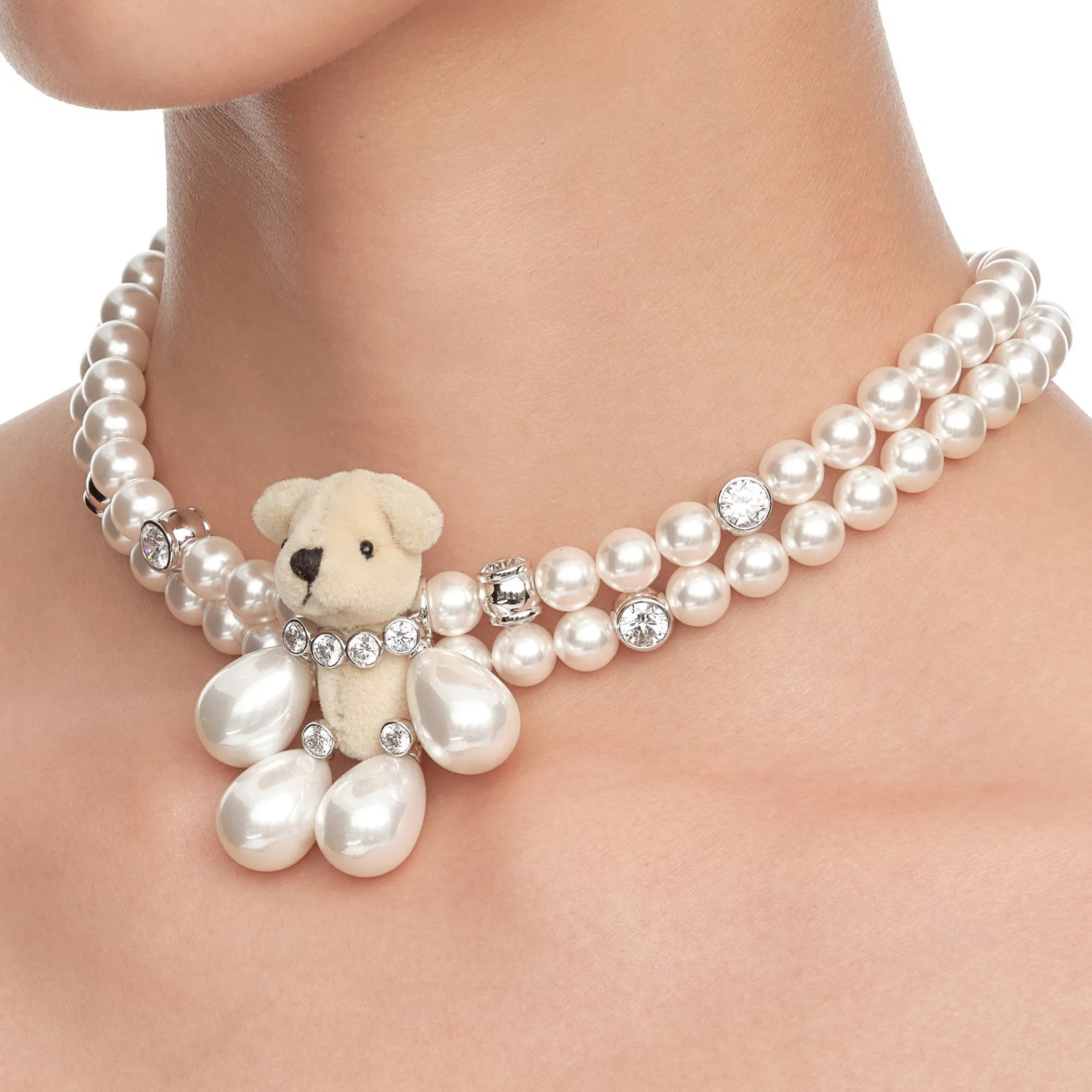 Paradise / Pearl Limbs Bear Double Layer Necklace