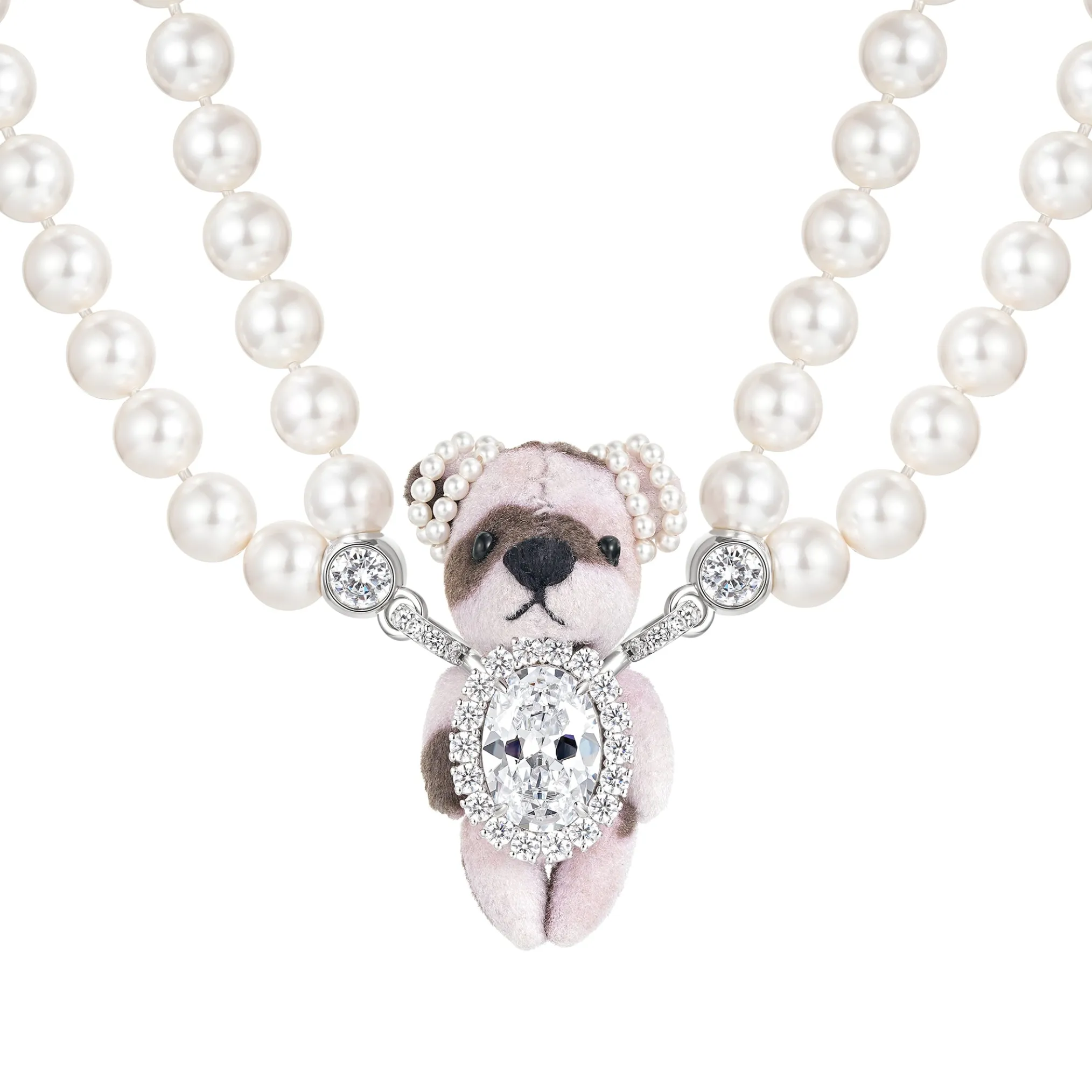 Paradise / Polka Dot Plush Bear Necklace
