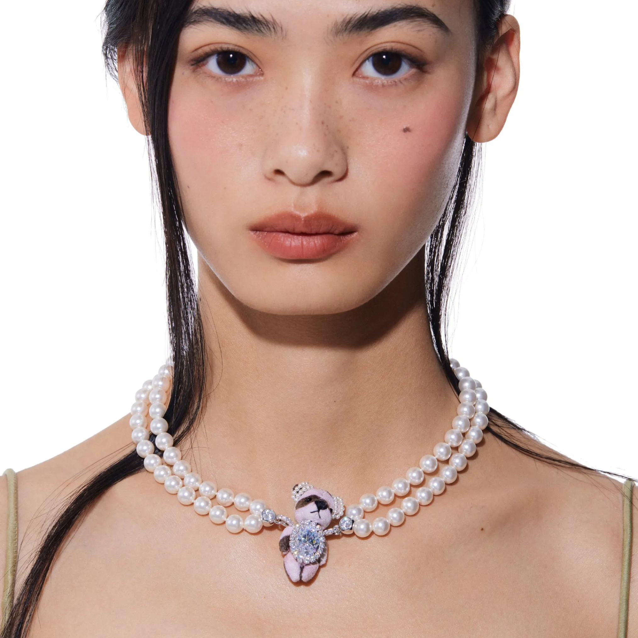 Paradise / Polka Dot Plush Bear Necklace