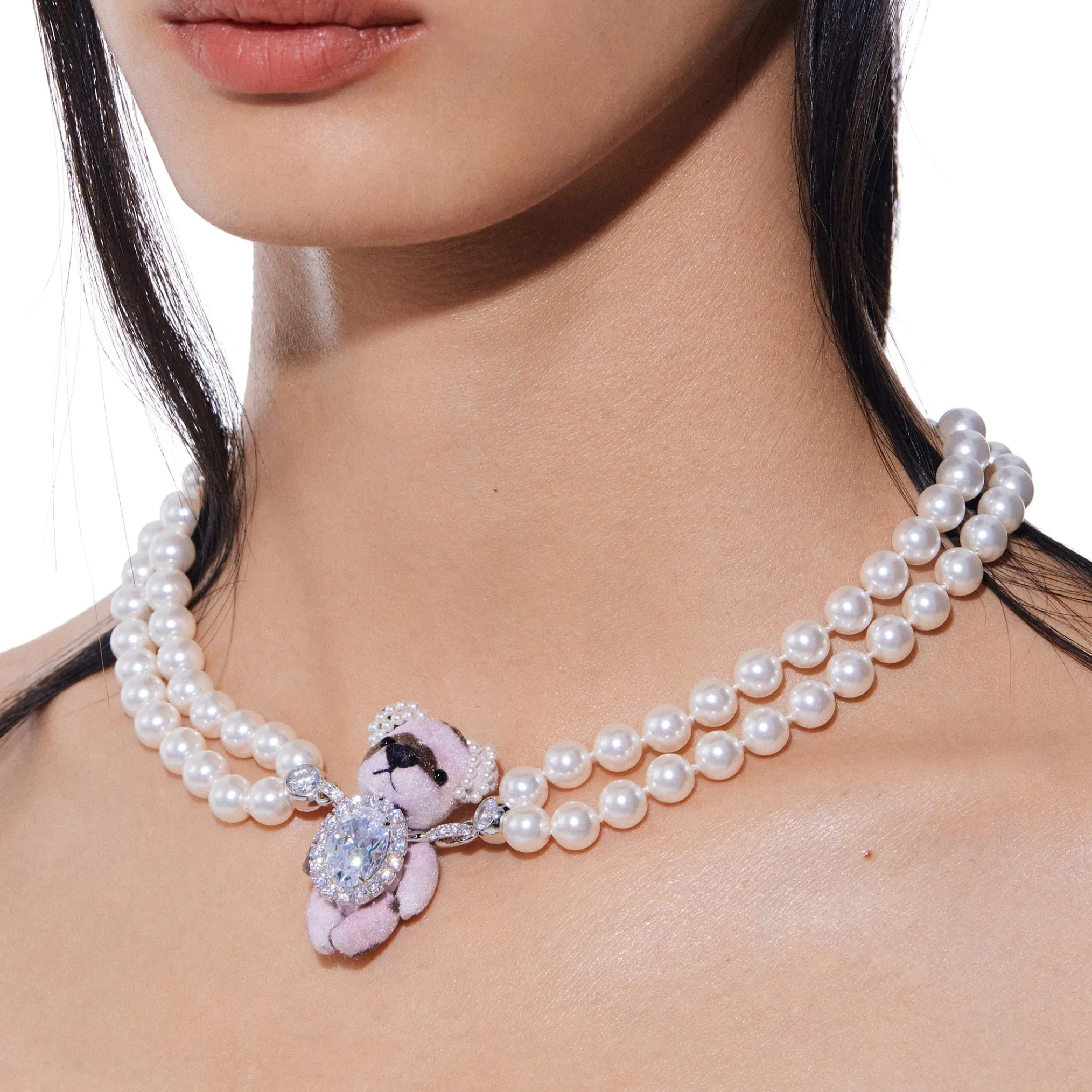 Paradise / Polka Dot Plush Bear Necklace