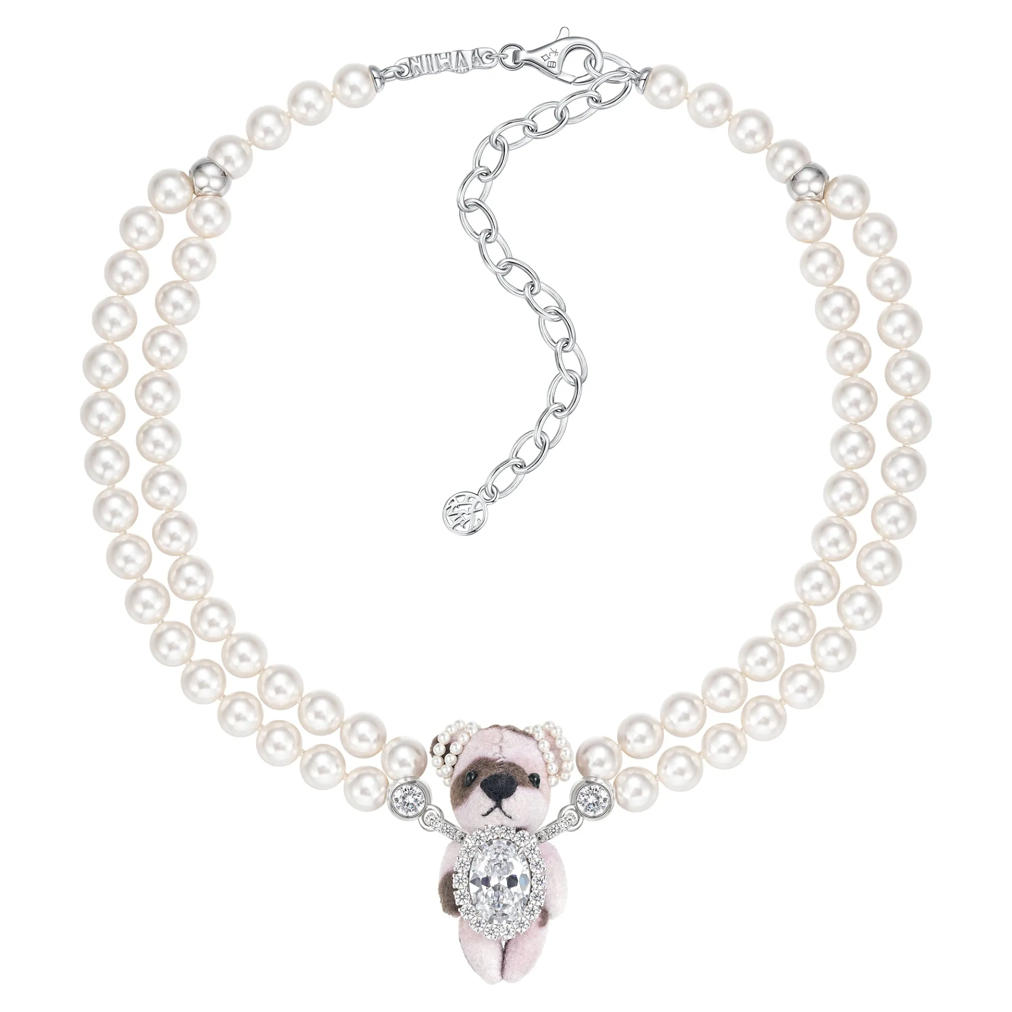 Paradise / Polka Dot Plush Bear Necklace