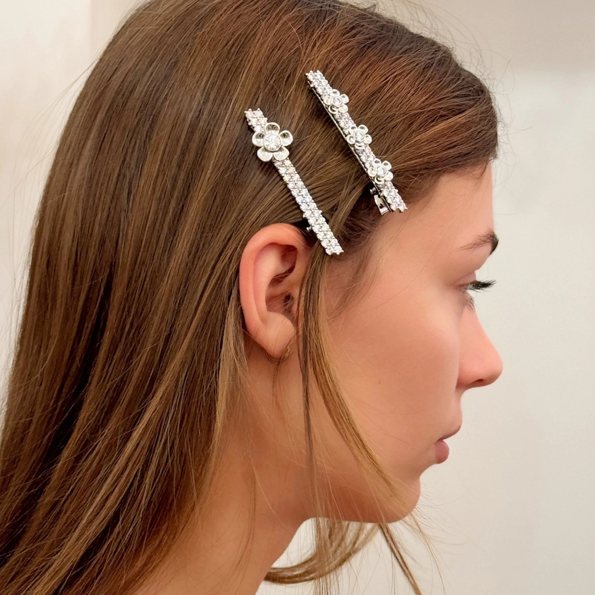 Paradise / Spin Flower Pave Hair Pin