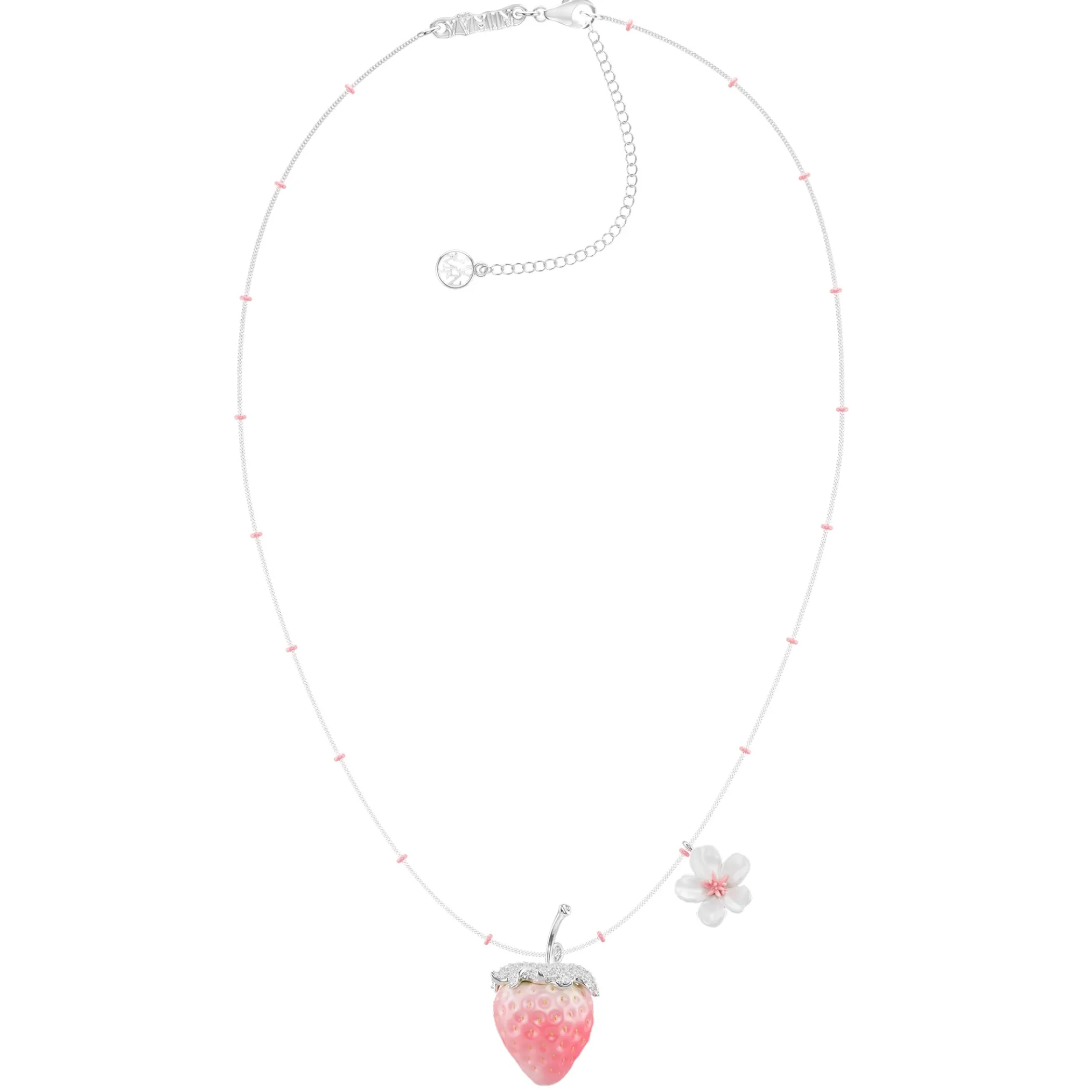 Paradise / Strawberry Beaded Chain Flower Necklace