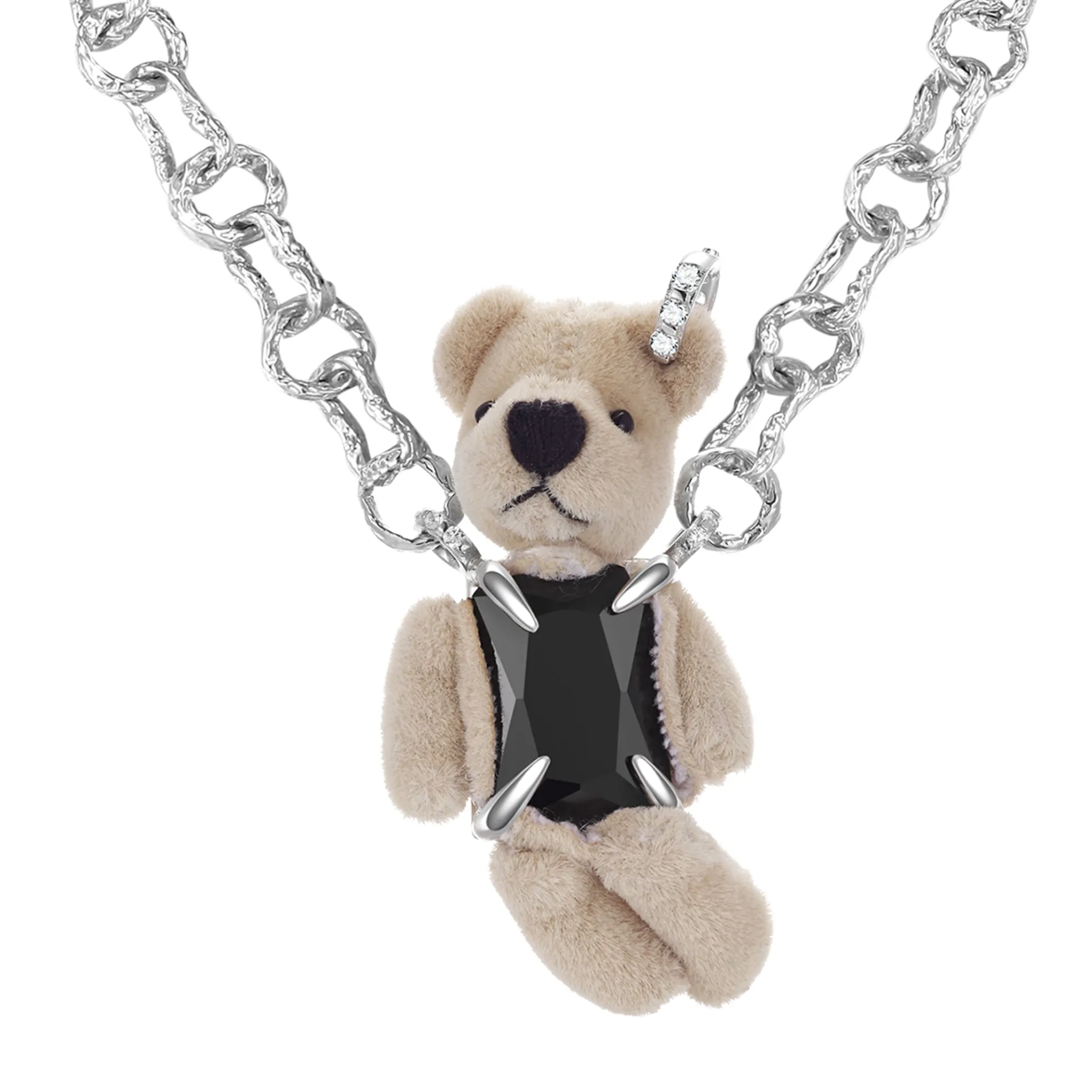 Paradise / Teddy bear square zircon Necklace