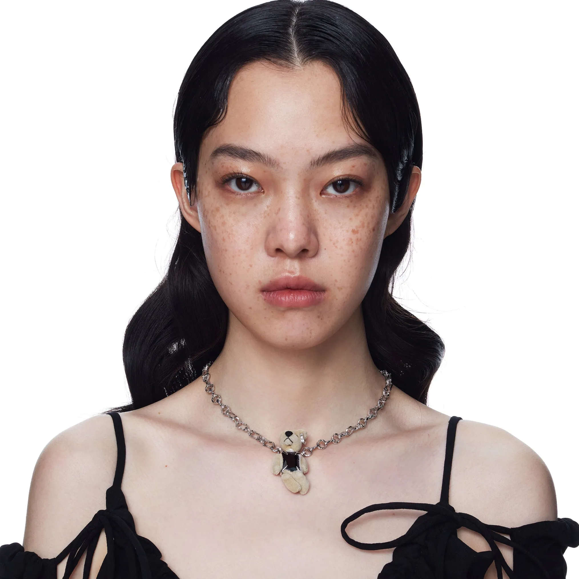 Paradise / Teddy bear square zircon Necklace