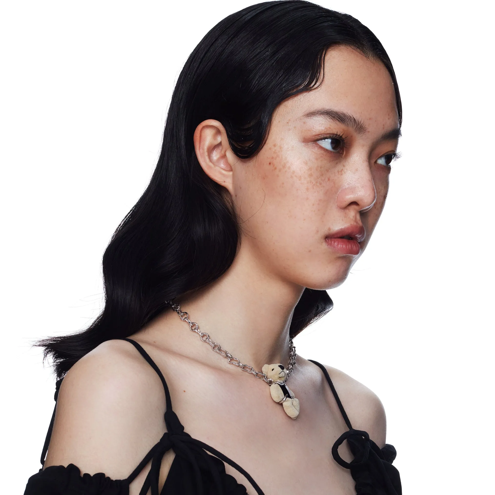 Paradise / Teddy bear square zircon Necklace