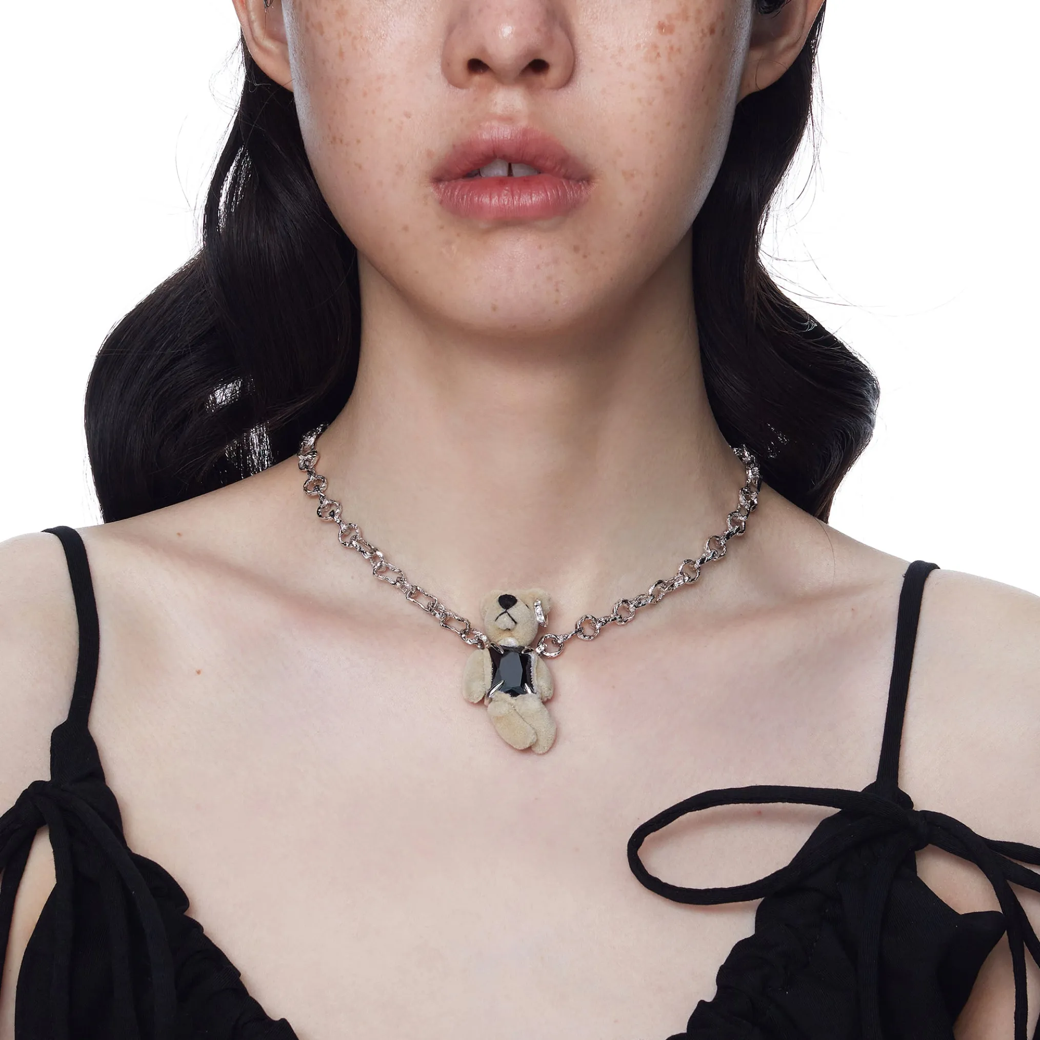 Paradise / Teddy bear square zircon Necklace