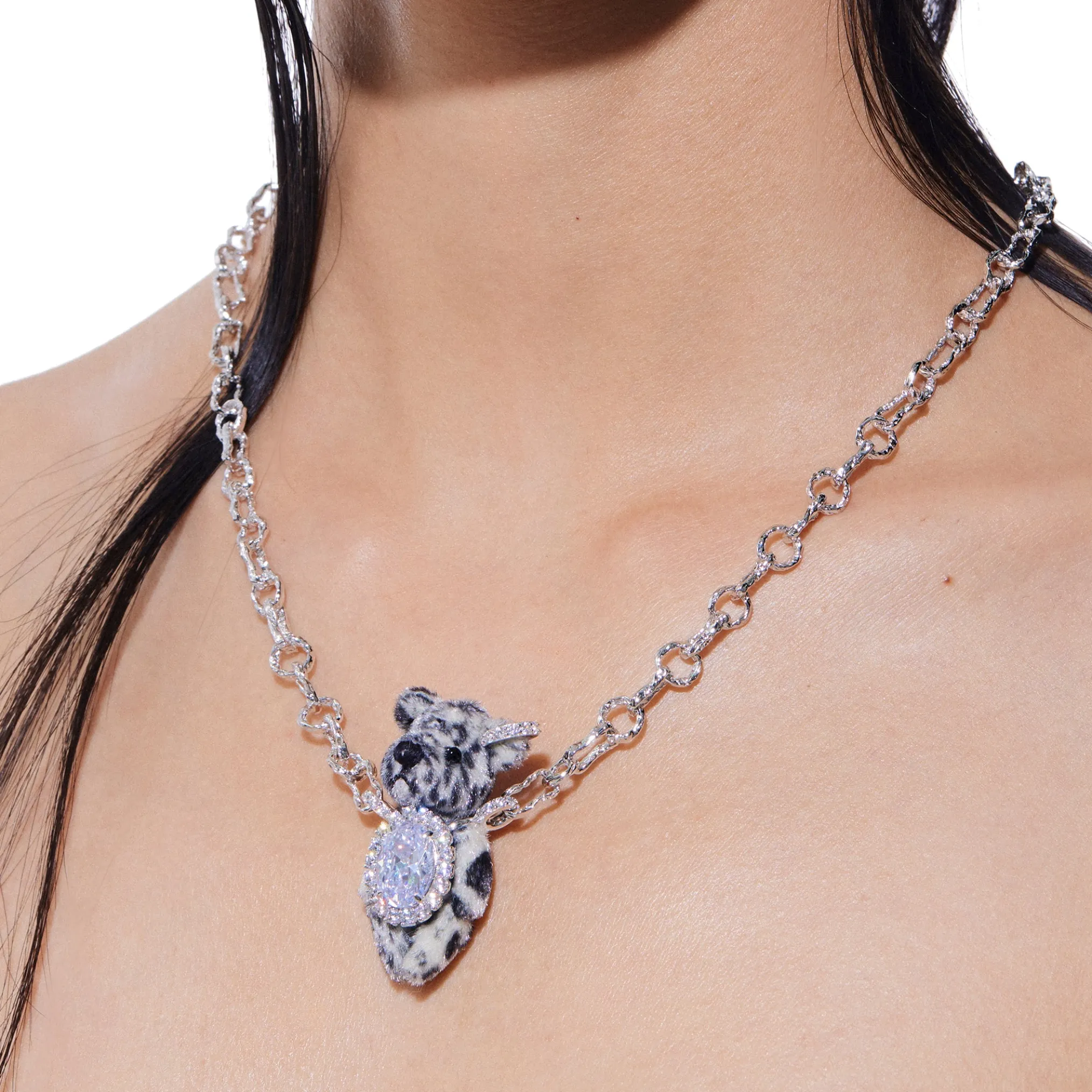 Paradise / Tiger Print Silver Chain Necklace