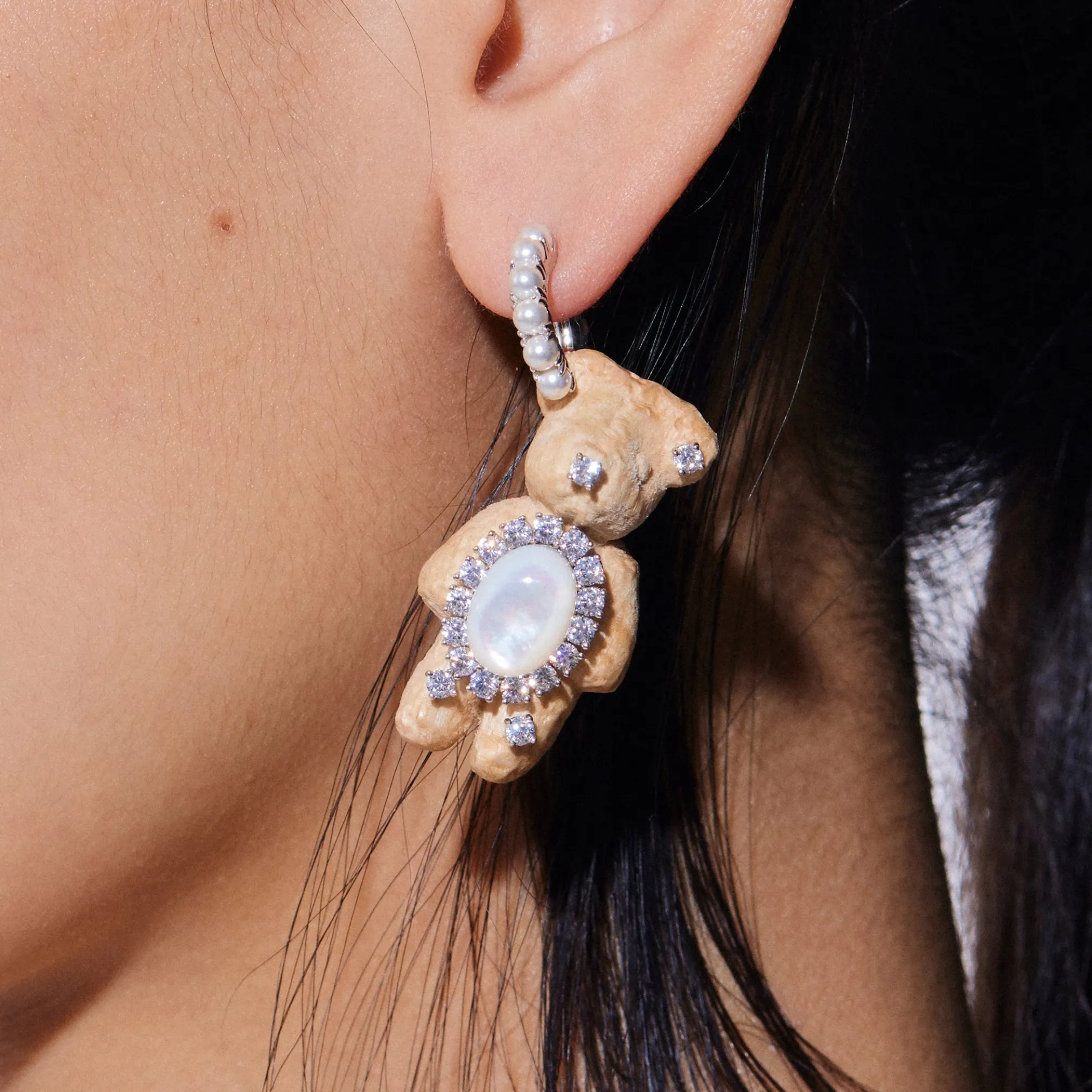 Paradise / Wooden Bear Earrings