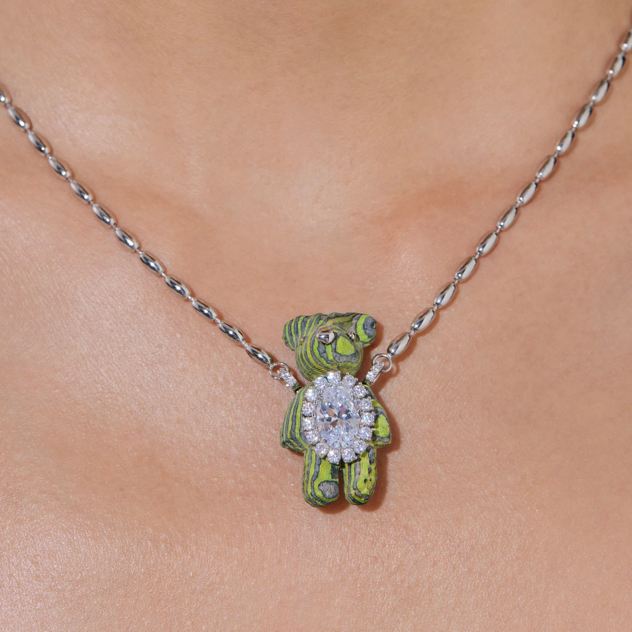 Paradise / Wooden Bear Necklace