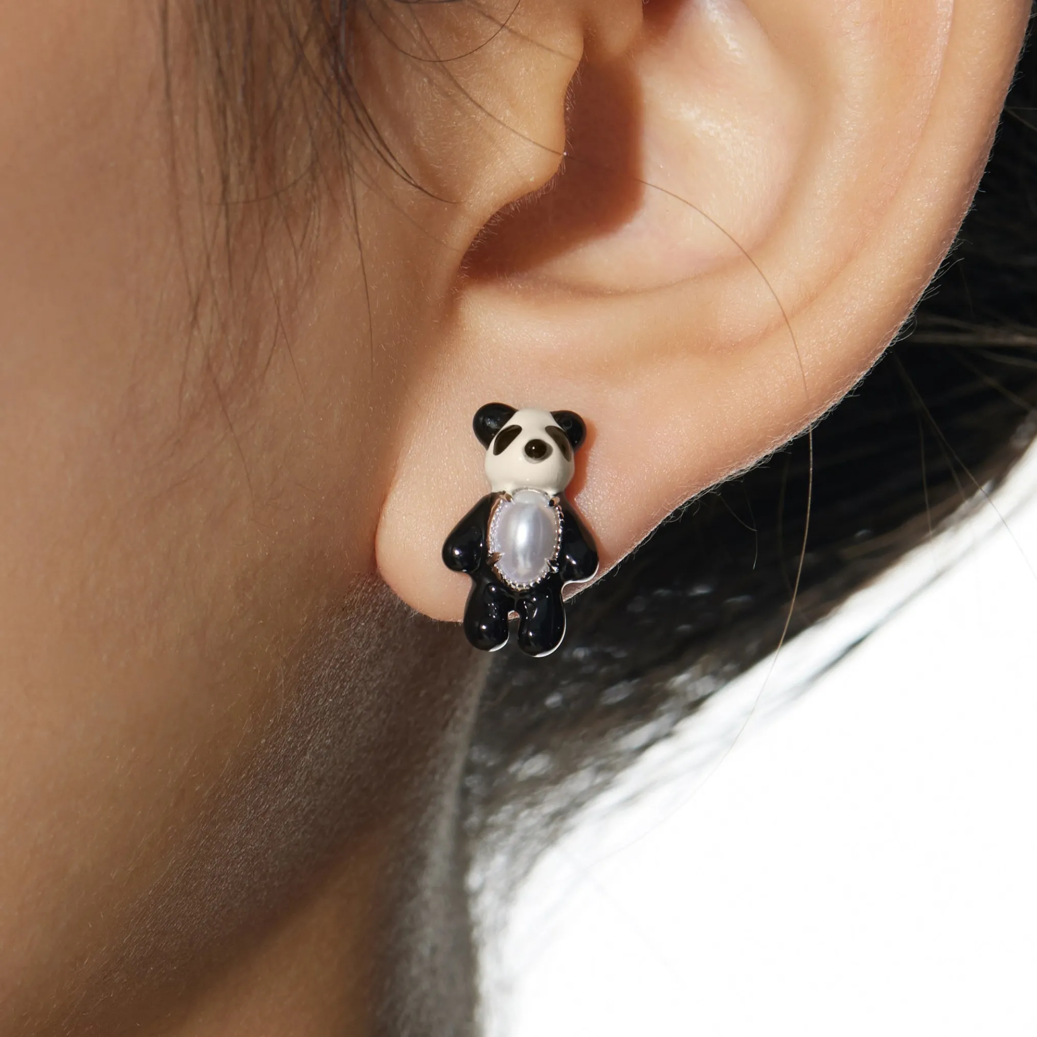 Paradise/ Mini Panda Enamel Earrings