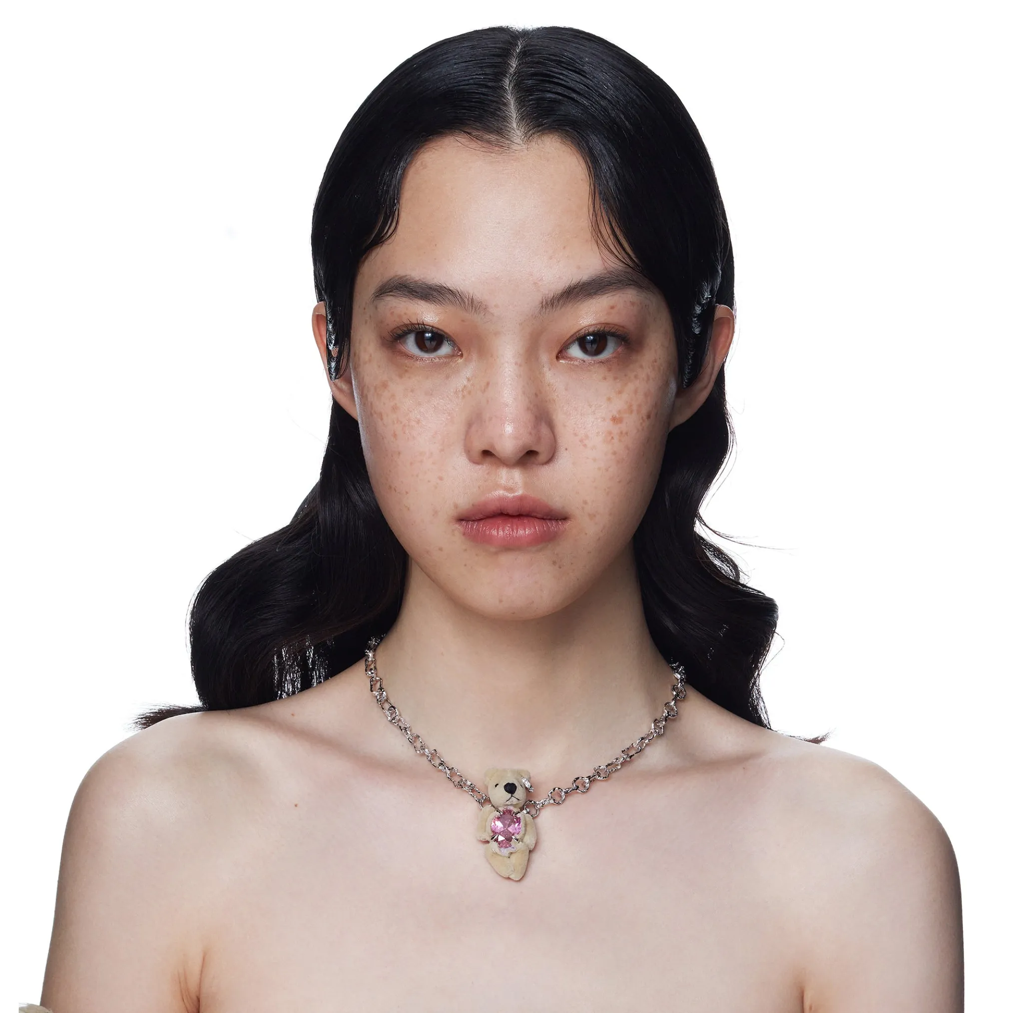 Paradise/ Teddy bear elliptical zircon Necklace