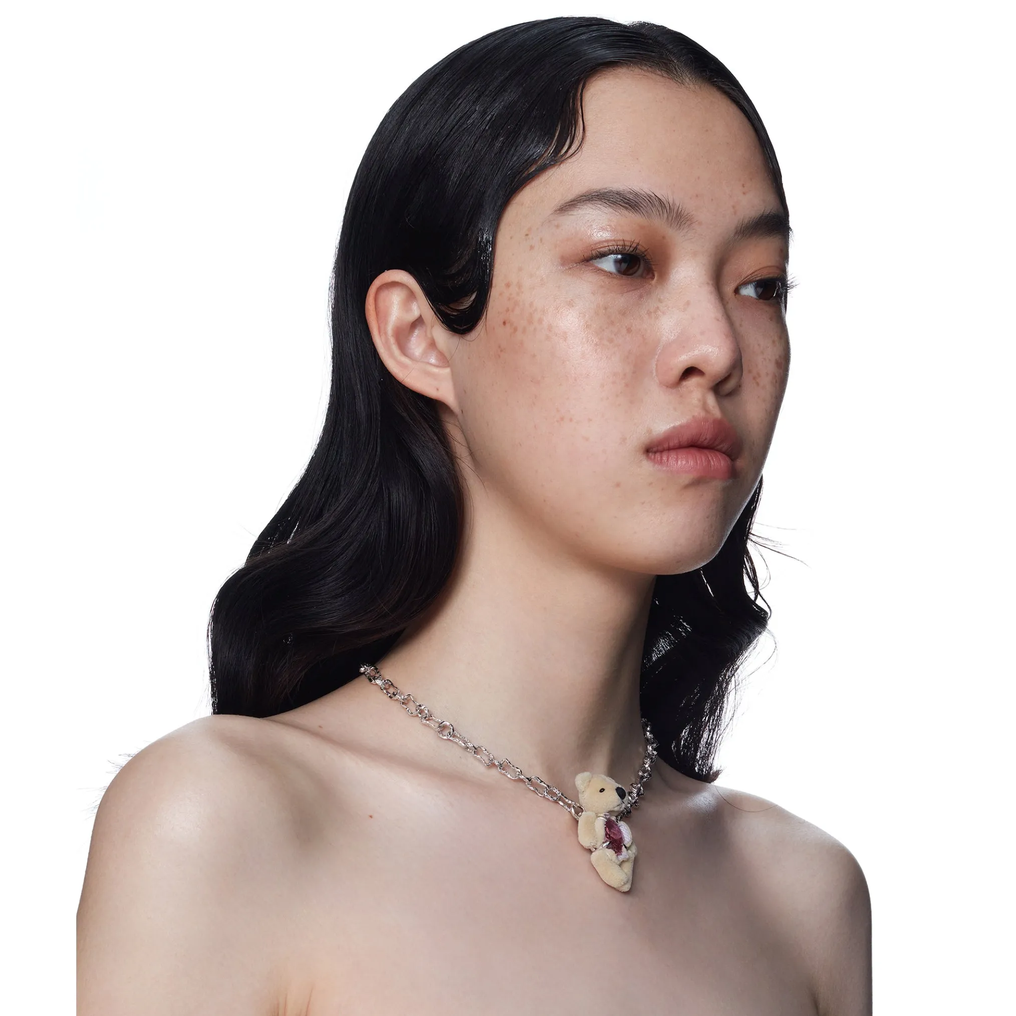 Paradise/ Teddy bear elliptical zircon Necklace