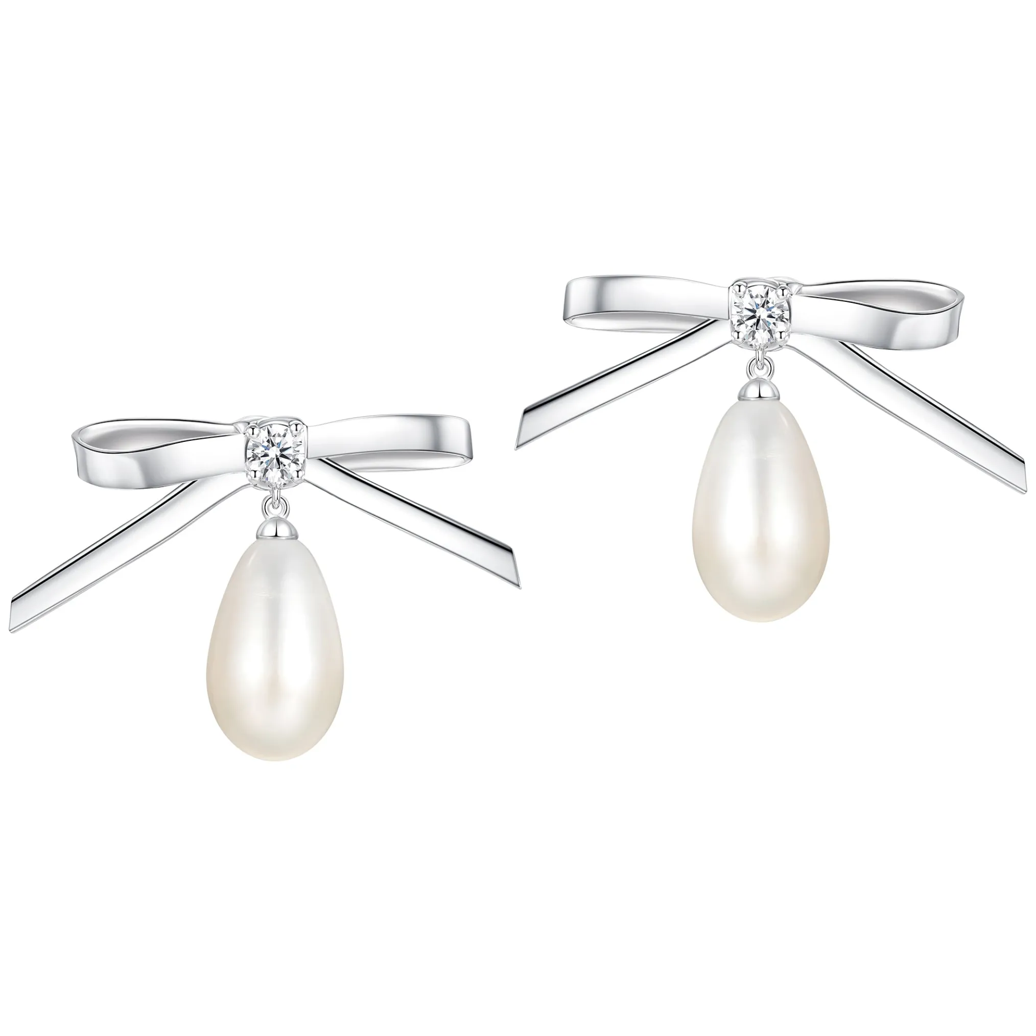 Ripple / Bowknot Drop Pearl Earring