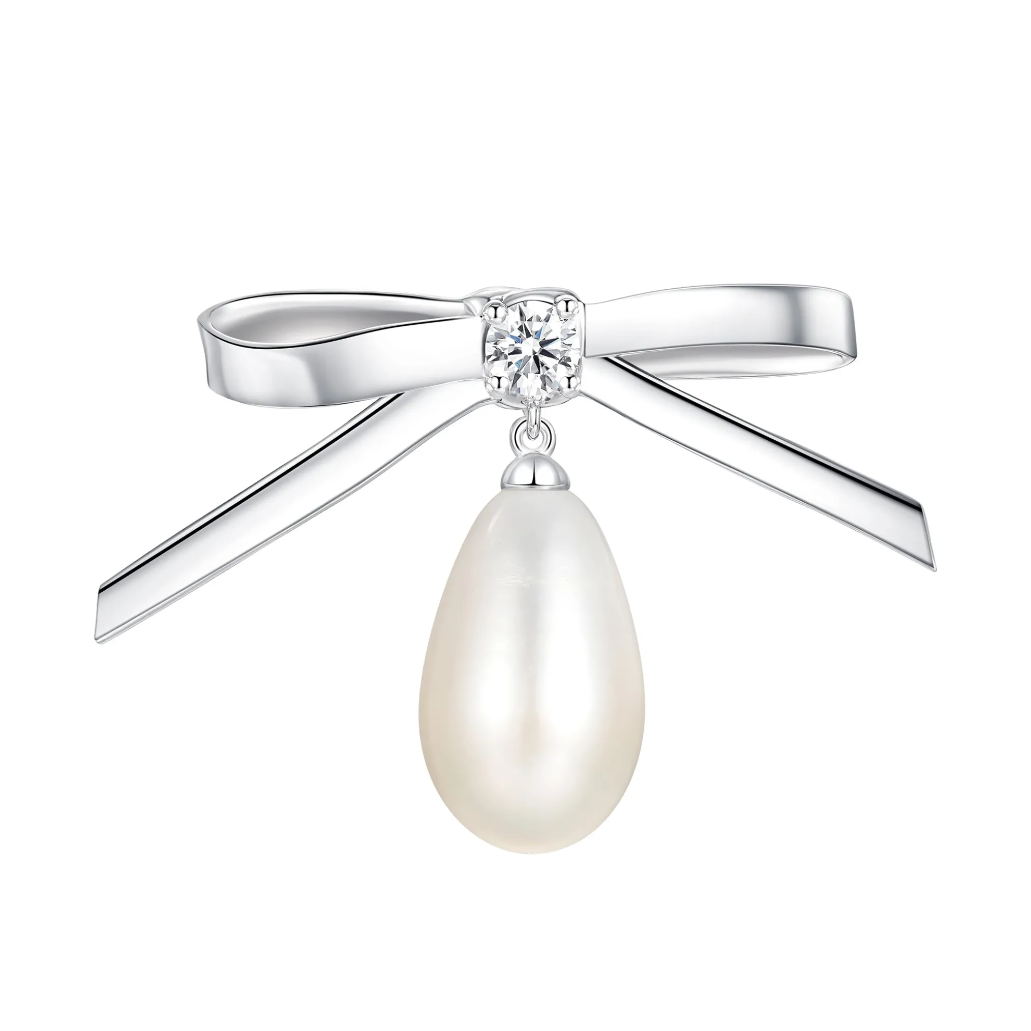Ripple / Bowknot Drop Pearl Earring