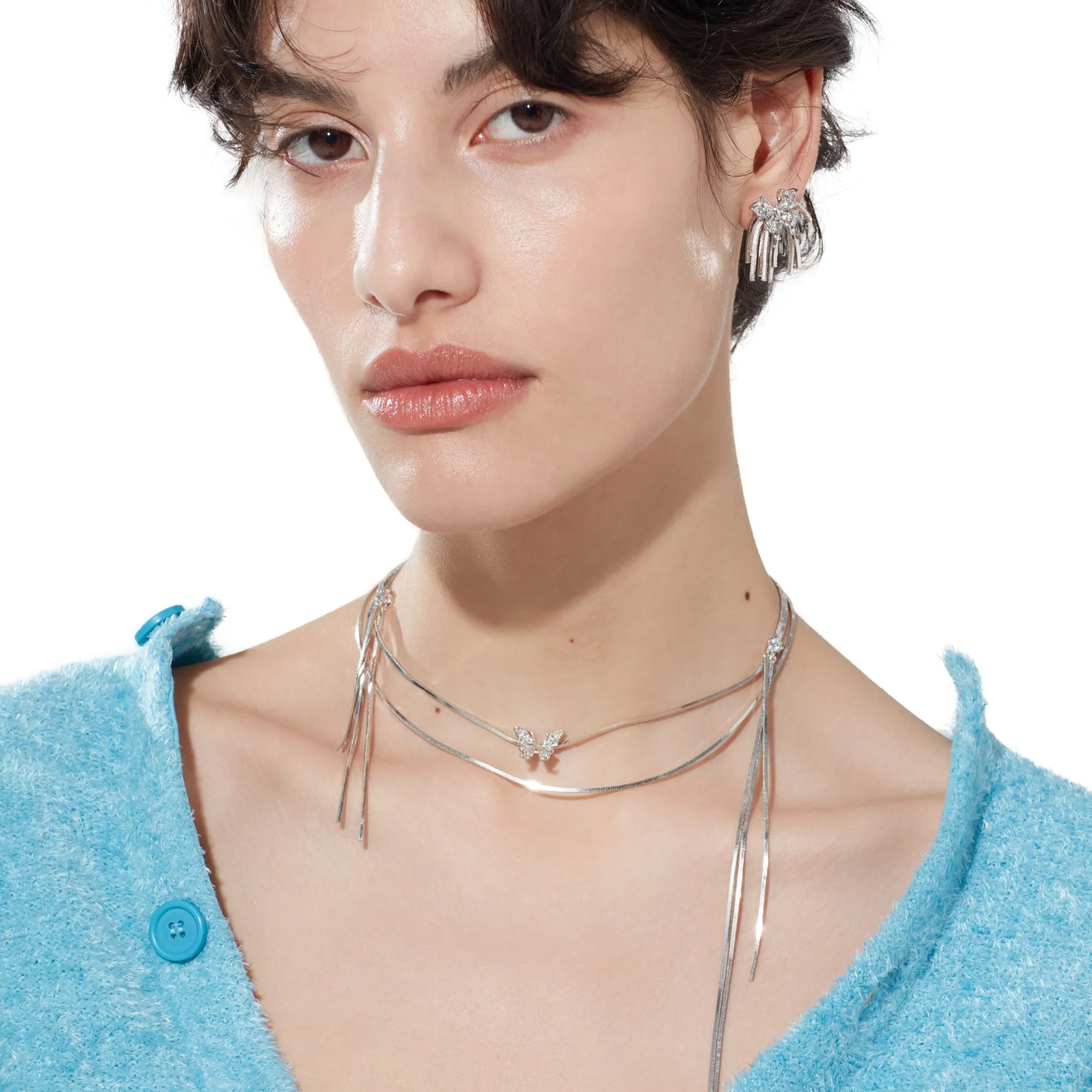 Ripple / Butterfly Long Tassel Clavicle Chain