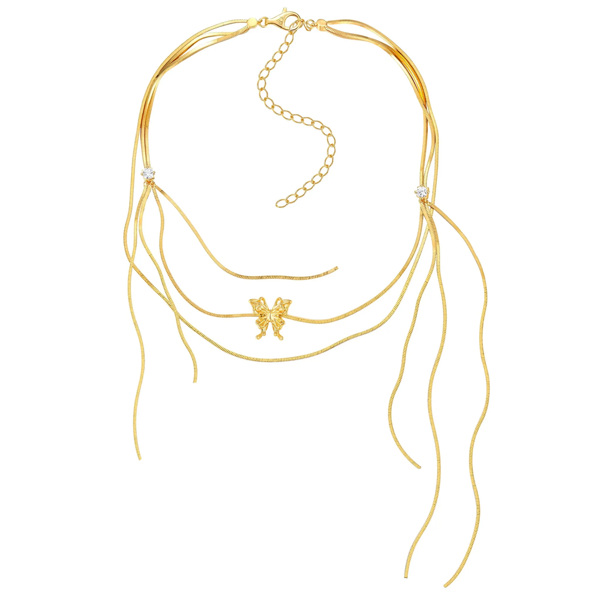 Ripple / Butterfly Long Tassel Clavicle Chain