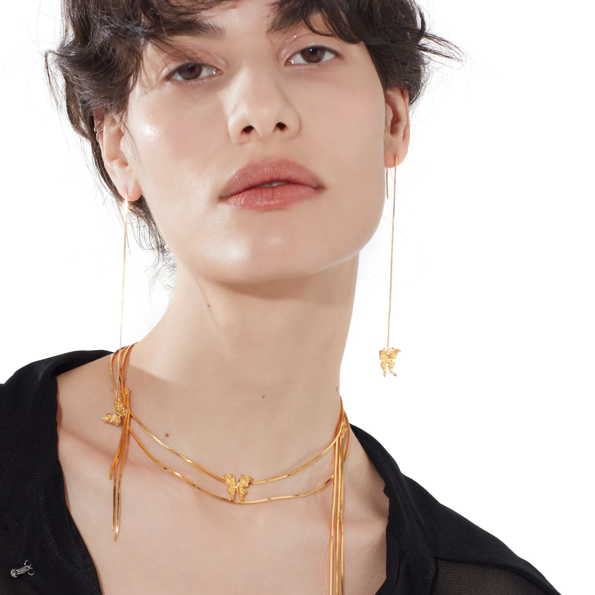 Ripple / Butterfly Long Tassel Clavicle Chain