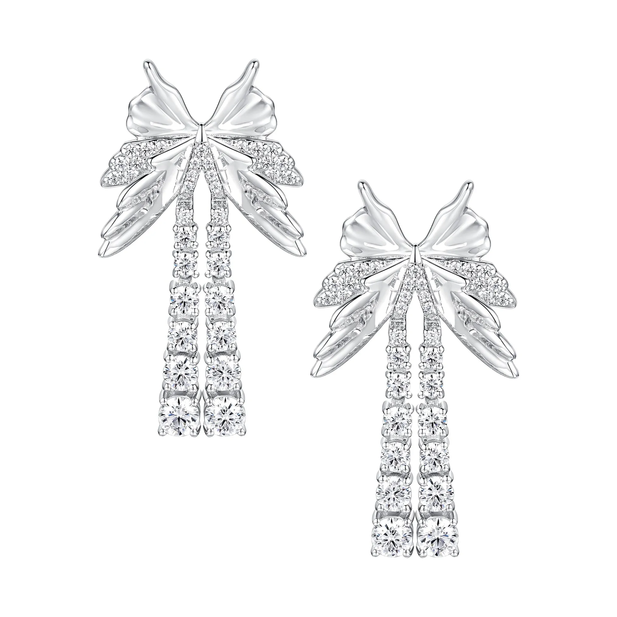 Ripple / Butterfly Zircon Tassel Earring