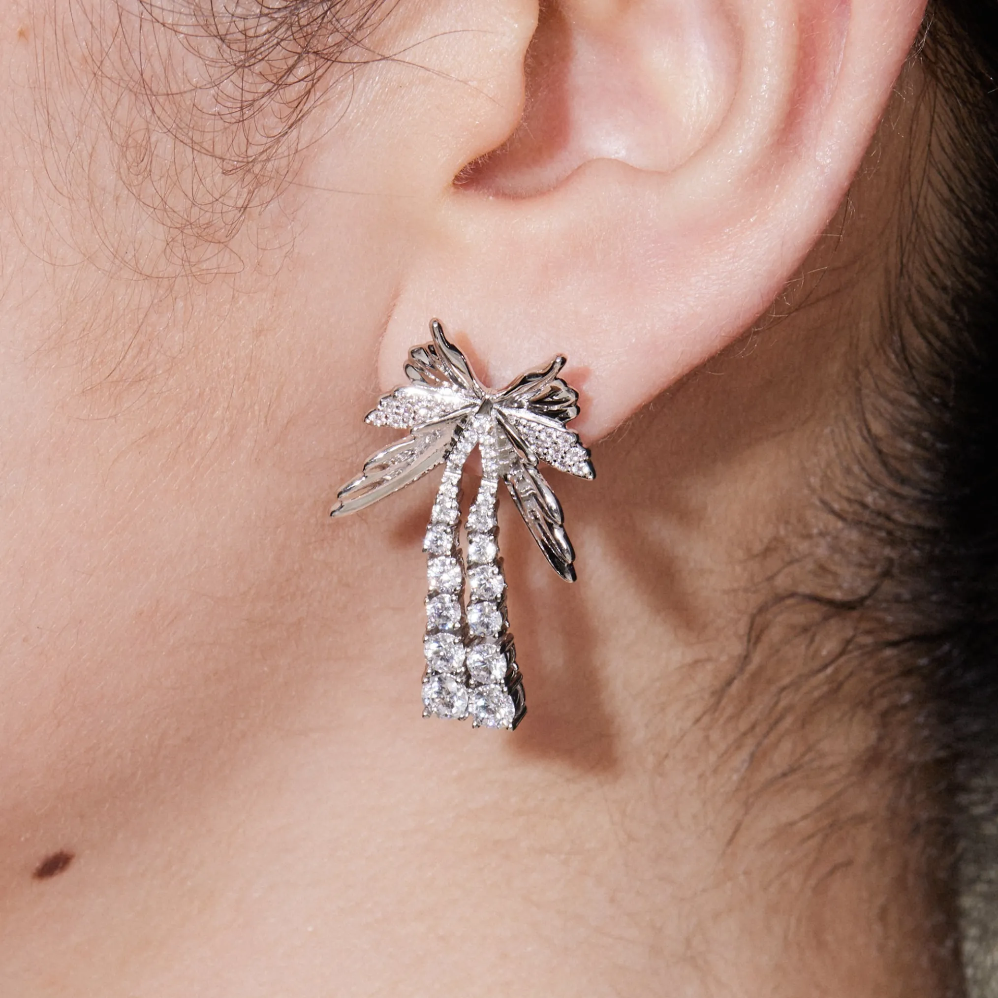 Ripple / Butterfly Zircon Tassel Earring