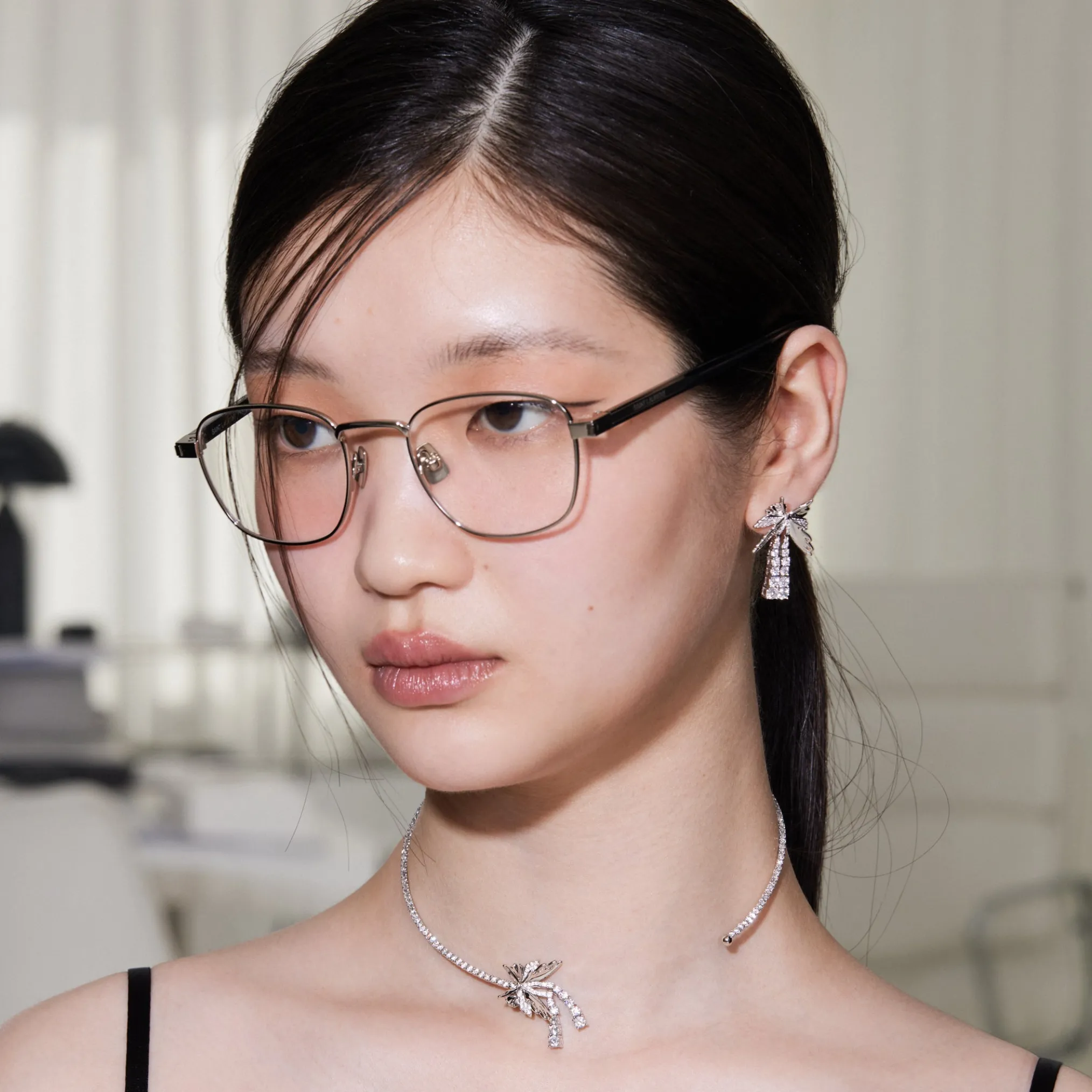 Ripple / Butterfly Zircon Tassel Earring