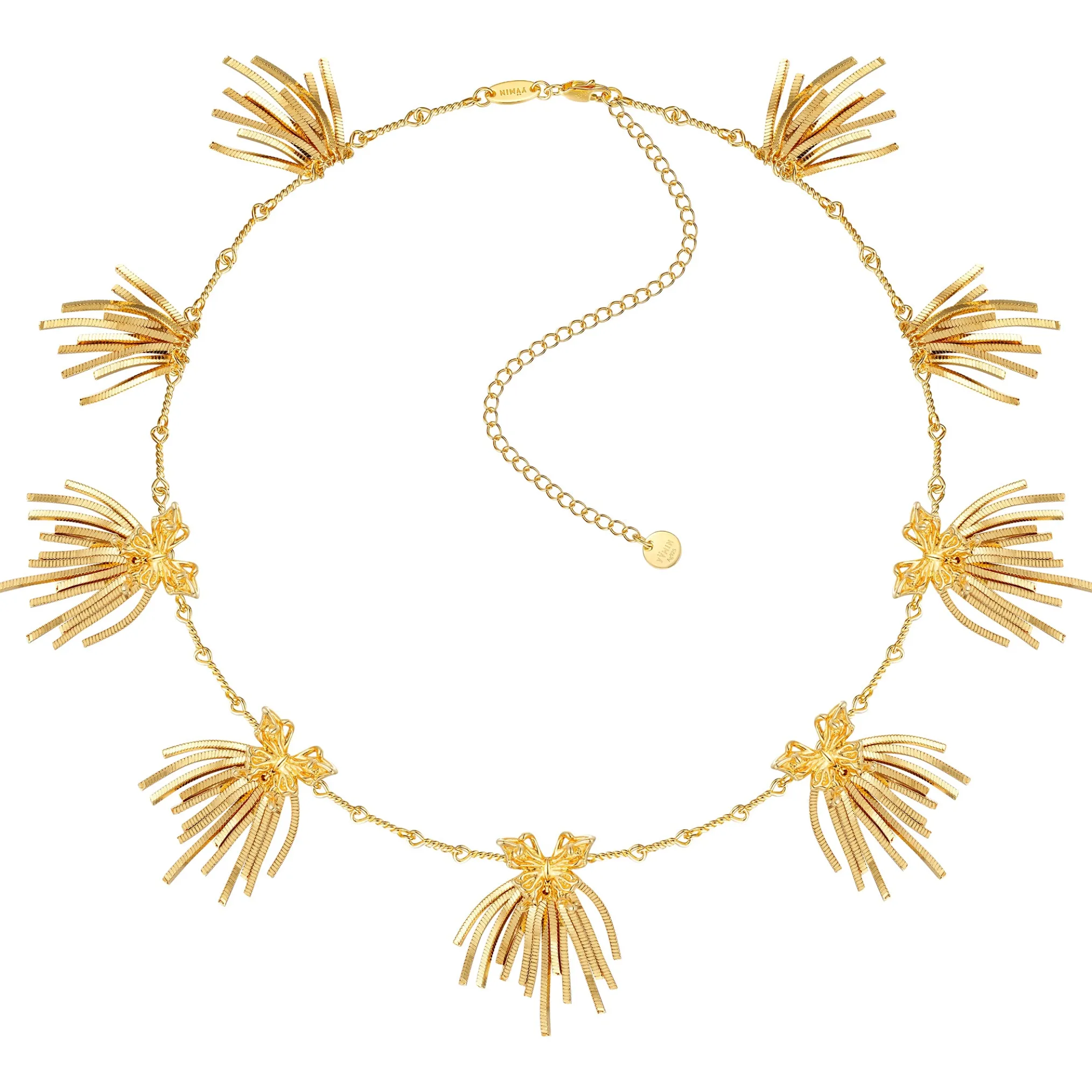Ripple / Butterfly Cluster Short Tassel Necklace