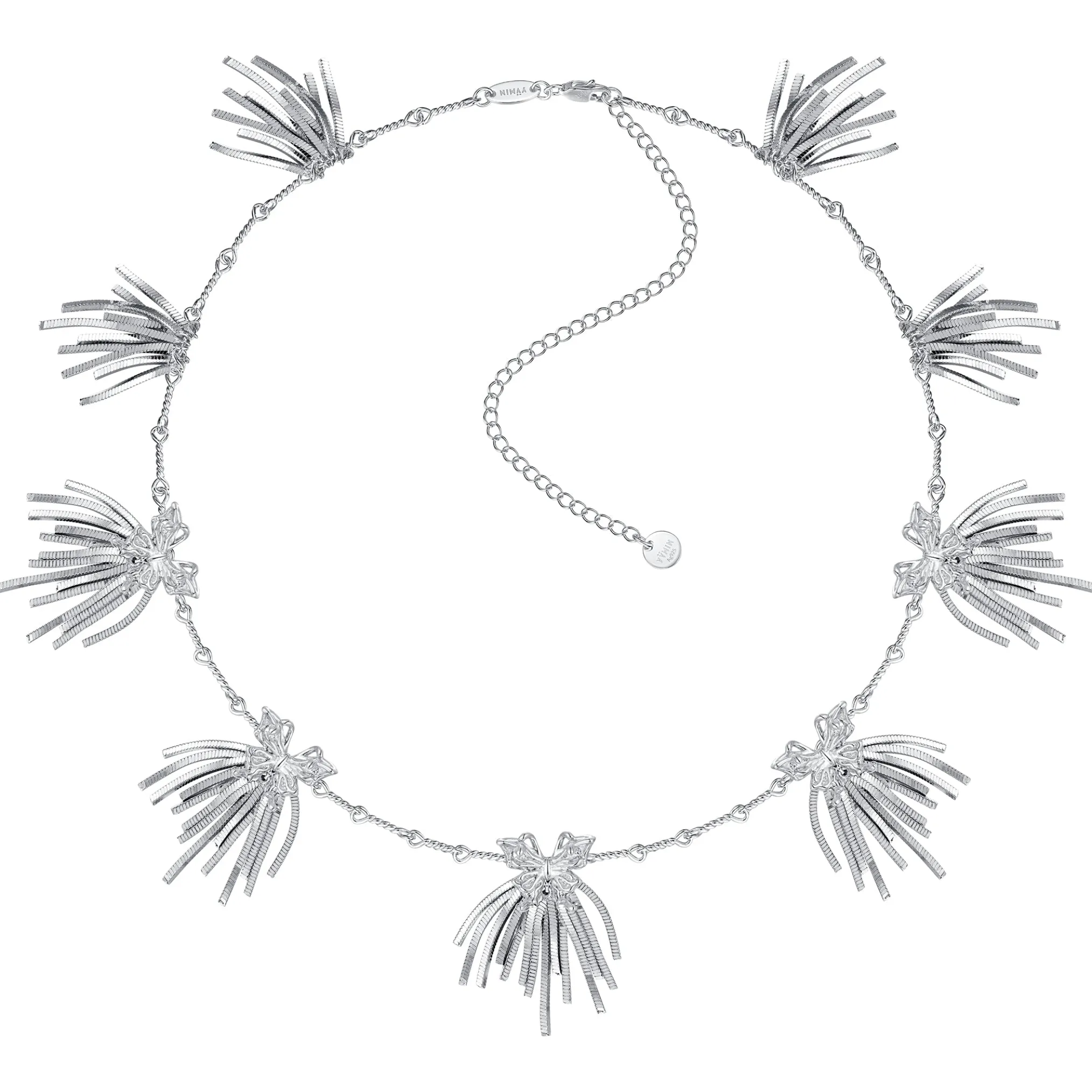 Ripple / Butterfly Cluster Short Tassel Necklace