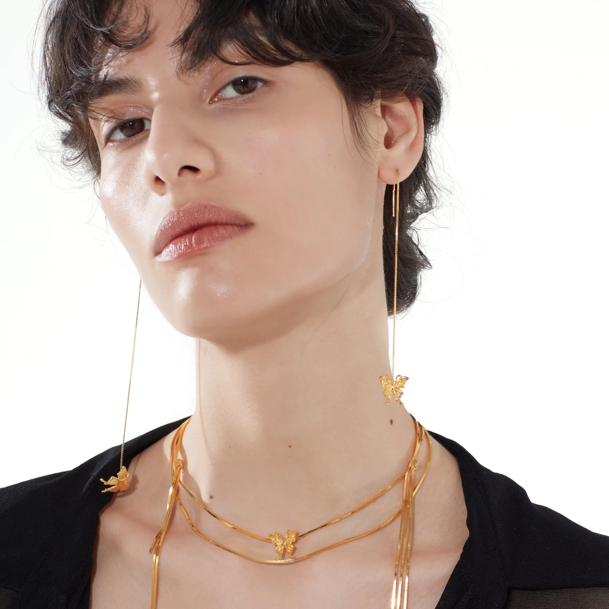 Ripple / Butterfly Line Drop Earring