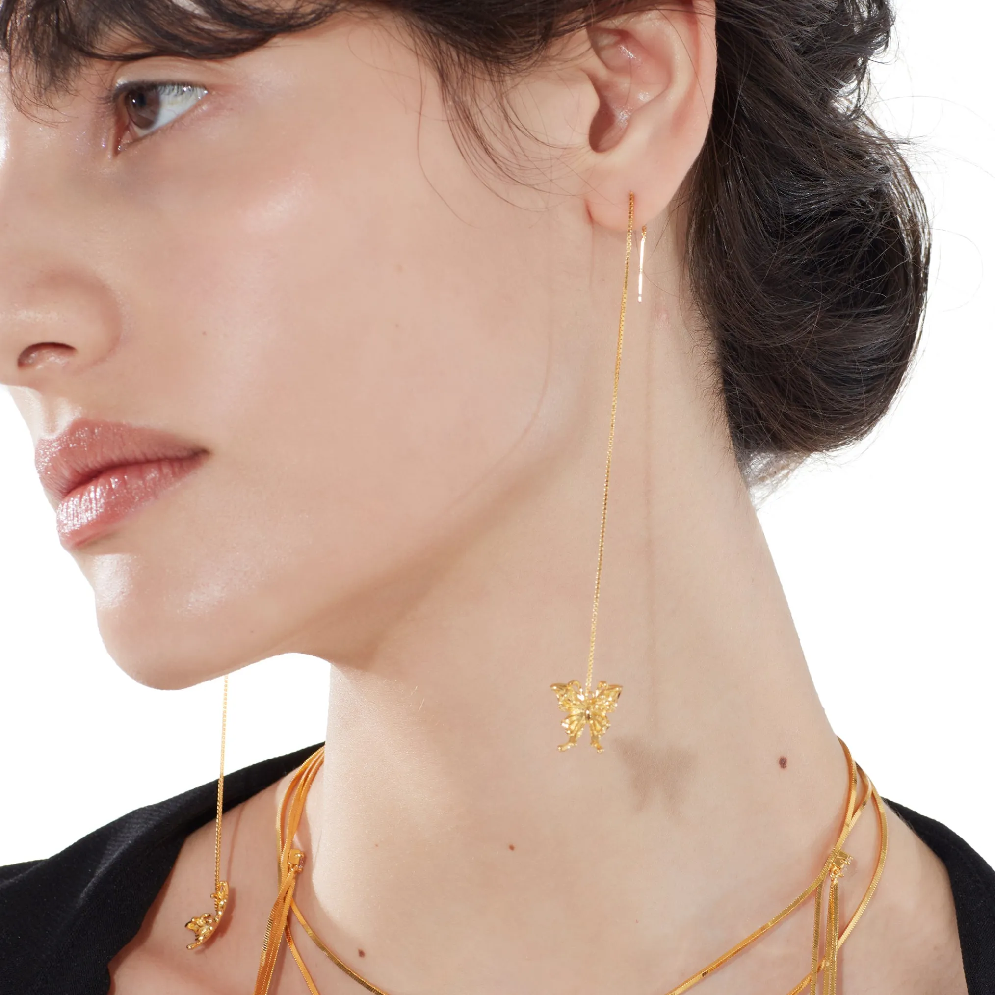 Ripple / Butterfly Line Drop Earring