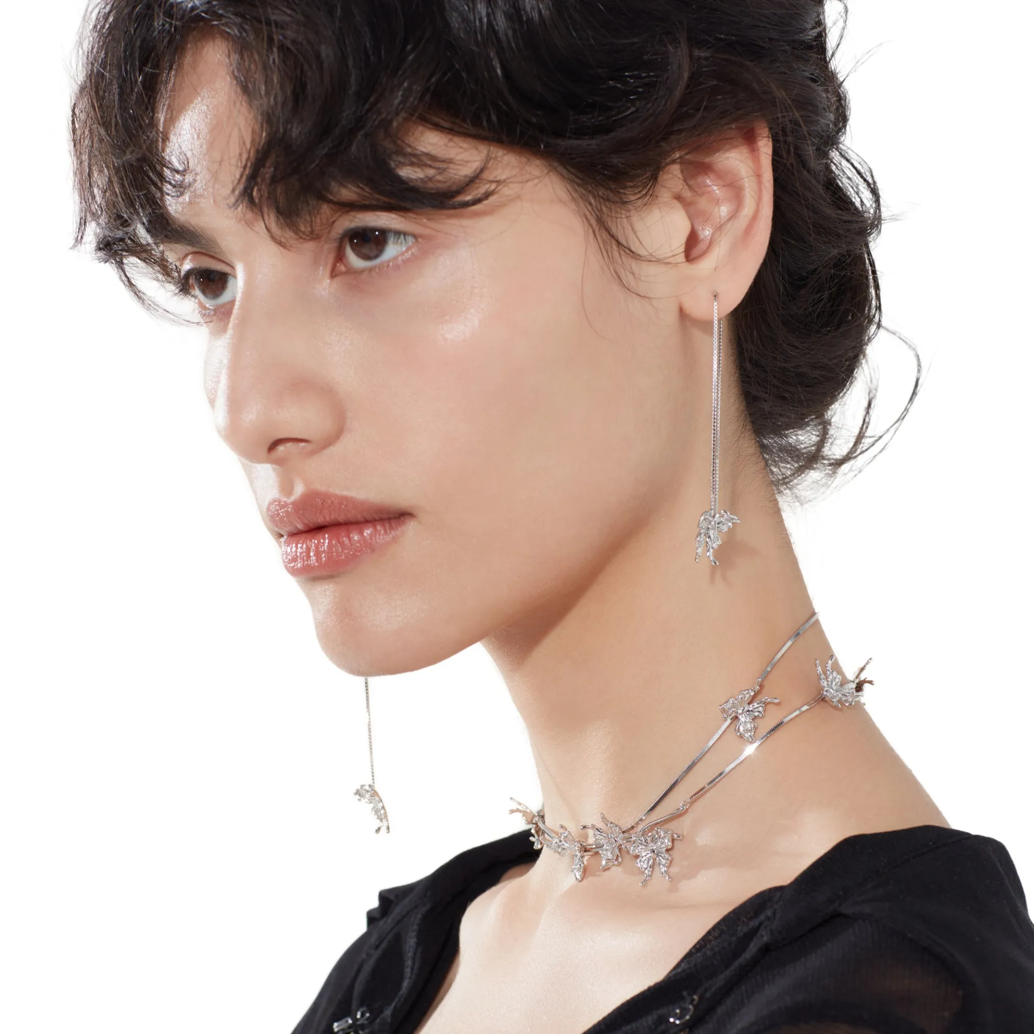 Ripple / Butterfly Line Drop Earring