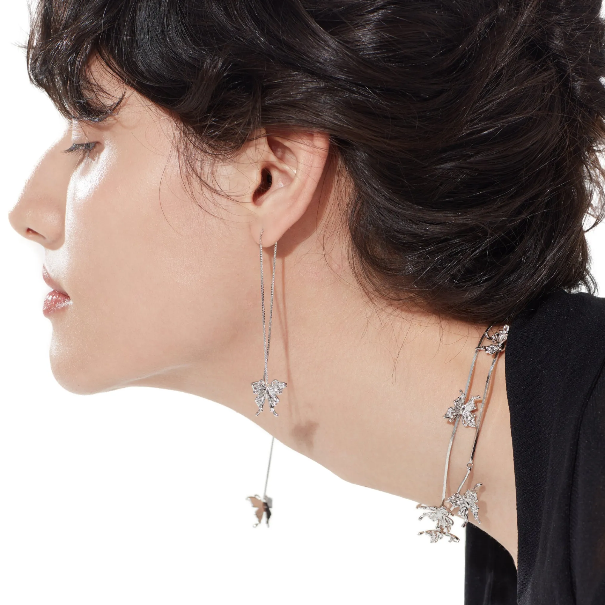 Ripple / Butterfly Line Drop Earring